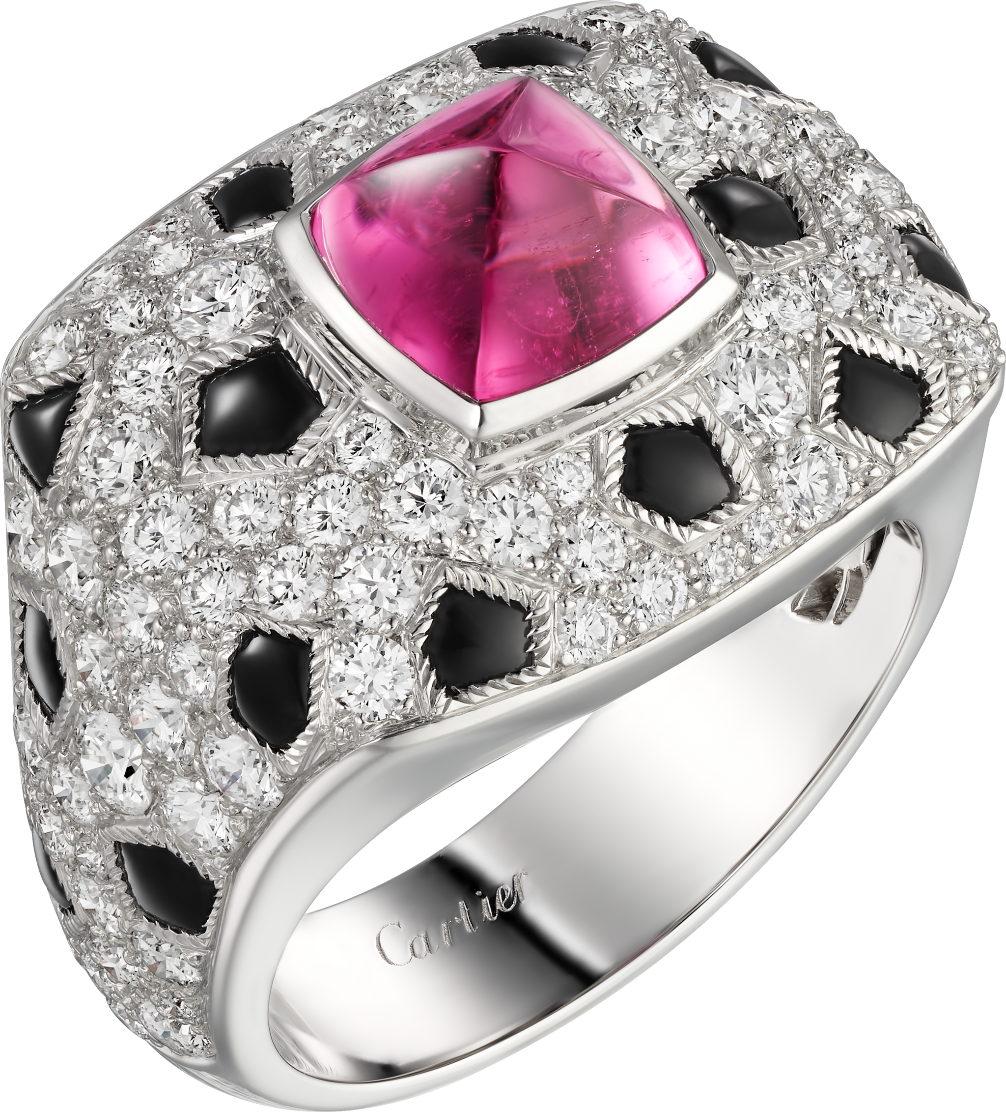 Panth&egrave;re de Cartier ring, sugarloaf-cut rubellite, small model, paved 