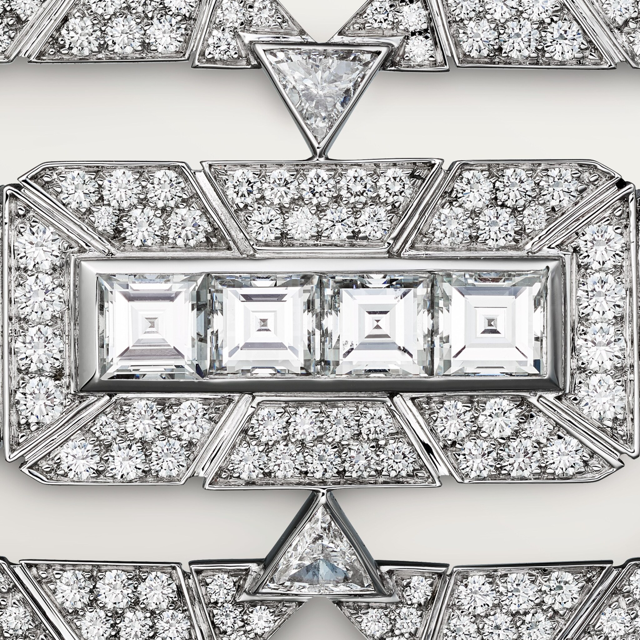 G&eacute;ometrie & Contrastes brooch, onyx, paved