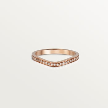 Ballerine wedding band, 2 mm width, half-paved