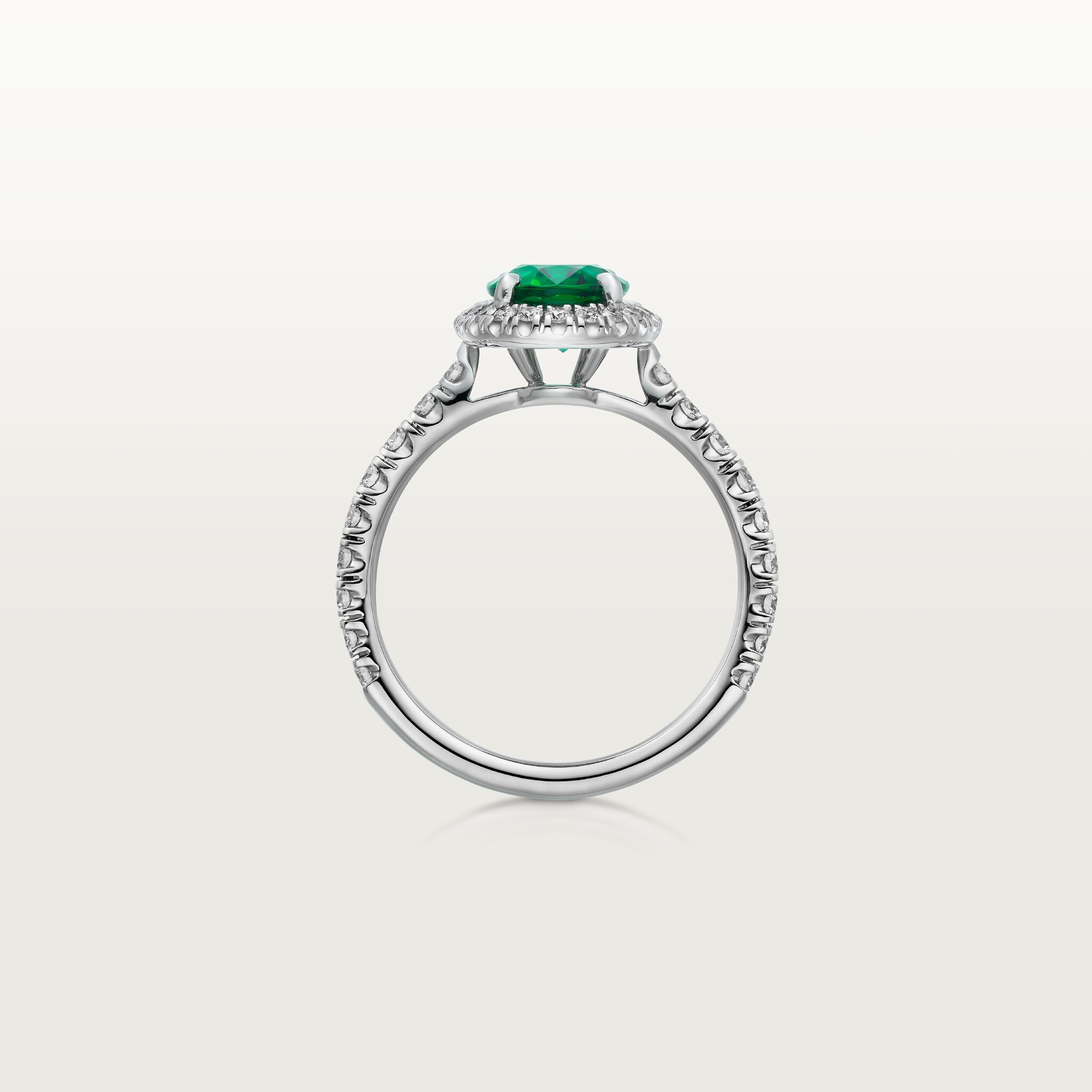Cartier Destin&eacute;e solitaire, oval-cut emerald, paved 