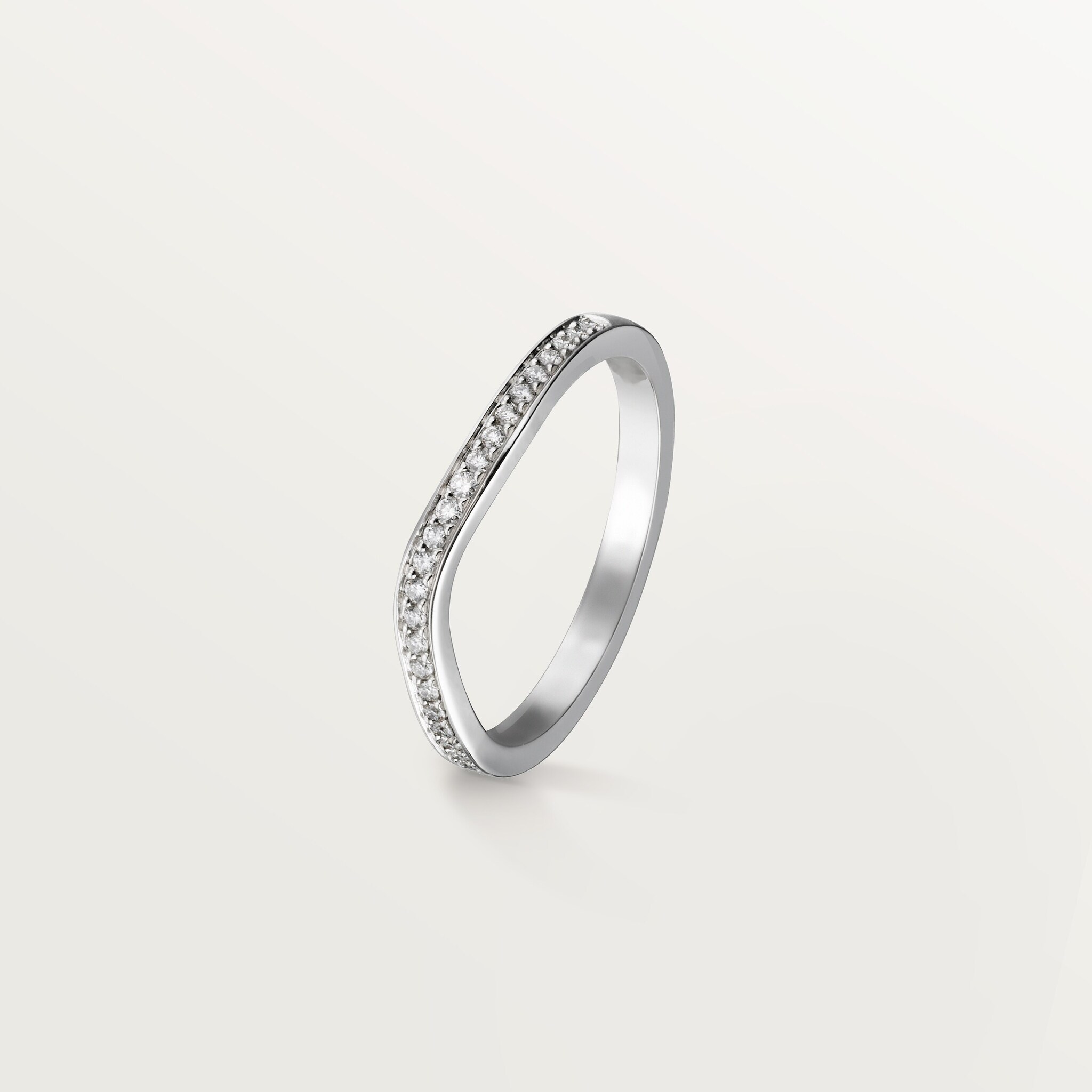 Ballerine wedding band, 2 mm width, half-paved, image 3