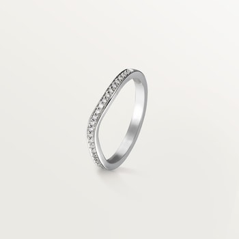 Ballerine wedding band, 2 mm width, half-paved