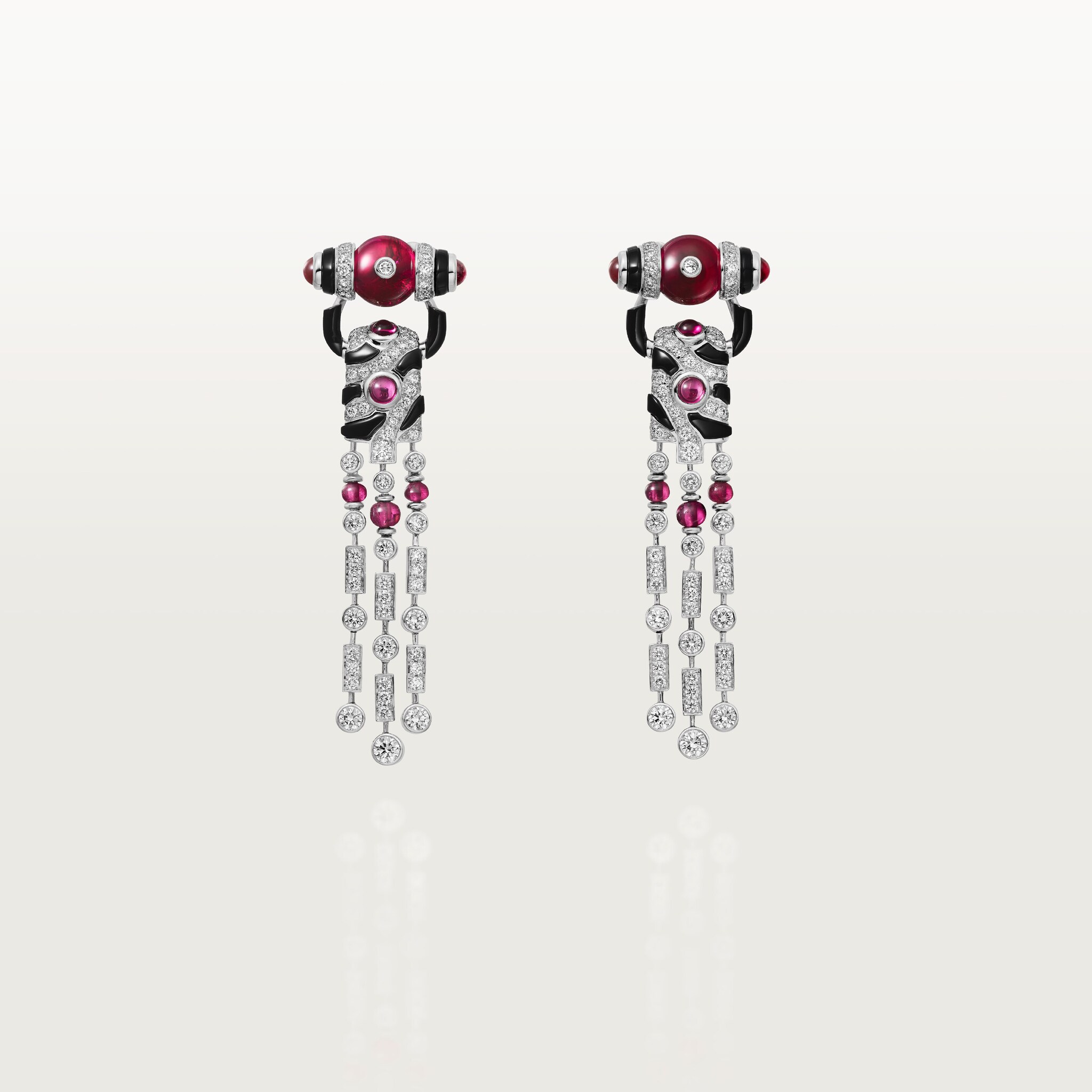Beaut&eacute;s du Monde earrings, rubellite, paved