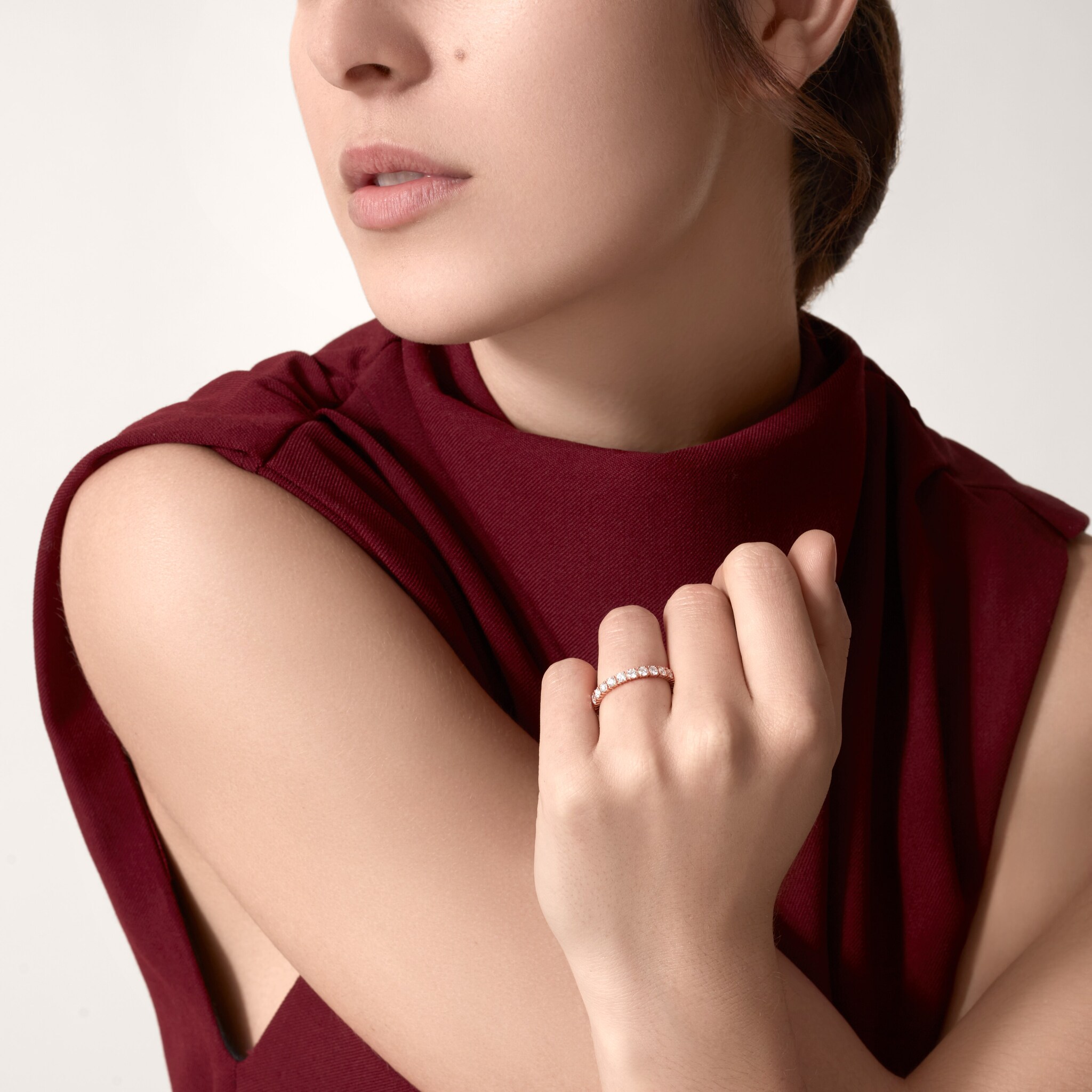 Cartier Destin&eacute;e wedding band, 3.3 mm width, paved 