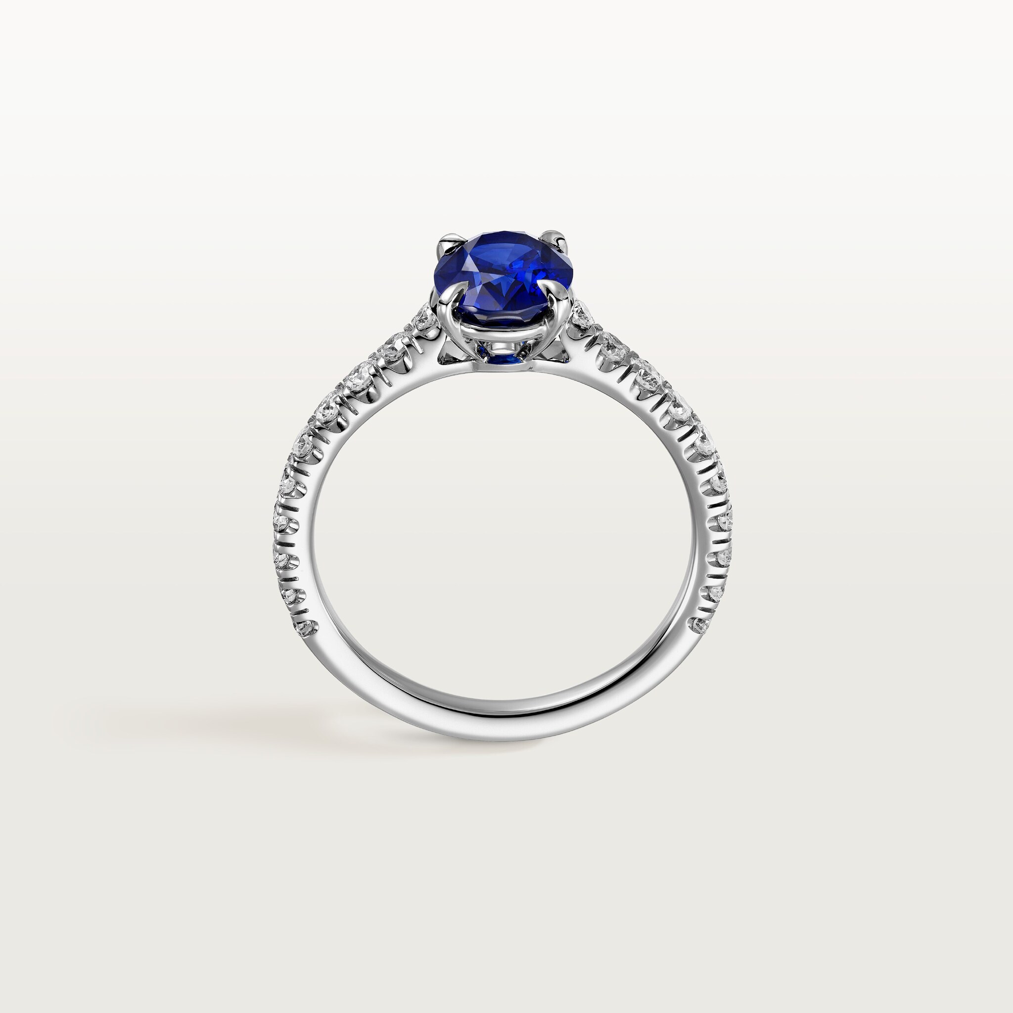 1895 solitaire, oval-cut sapphire, paved 