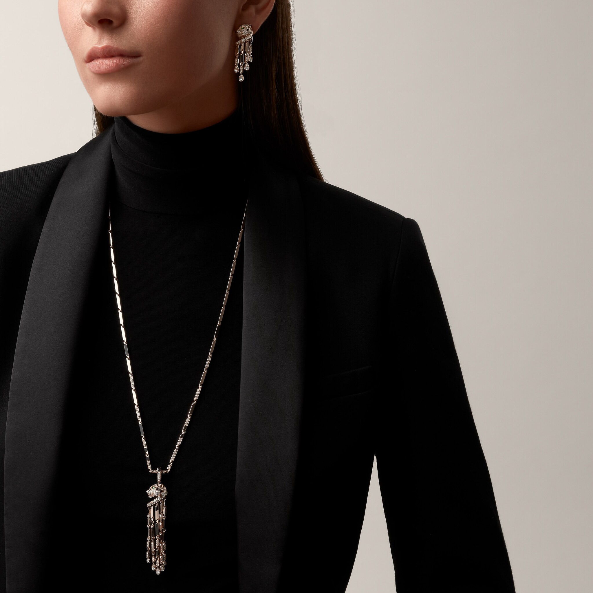 Panth&egrave;re de Cartier long necklace, small model, paved 