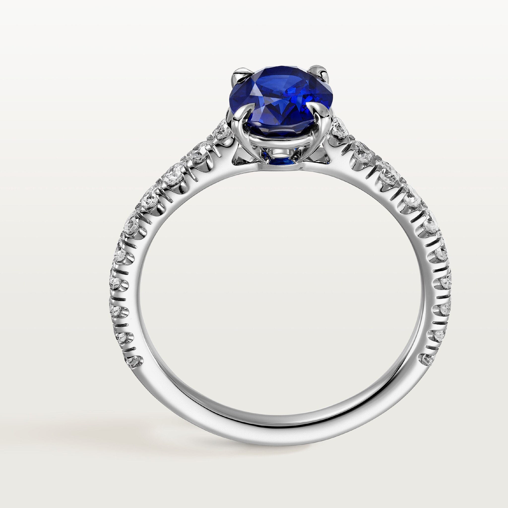 1895 solitaire, oval-cut sapphire, paved , image 7