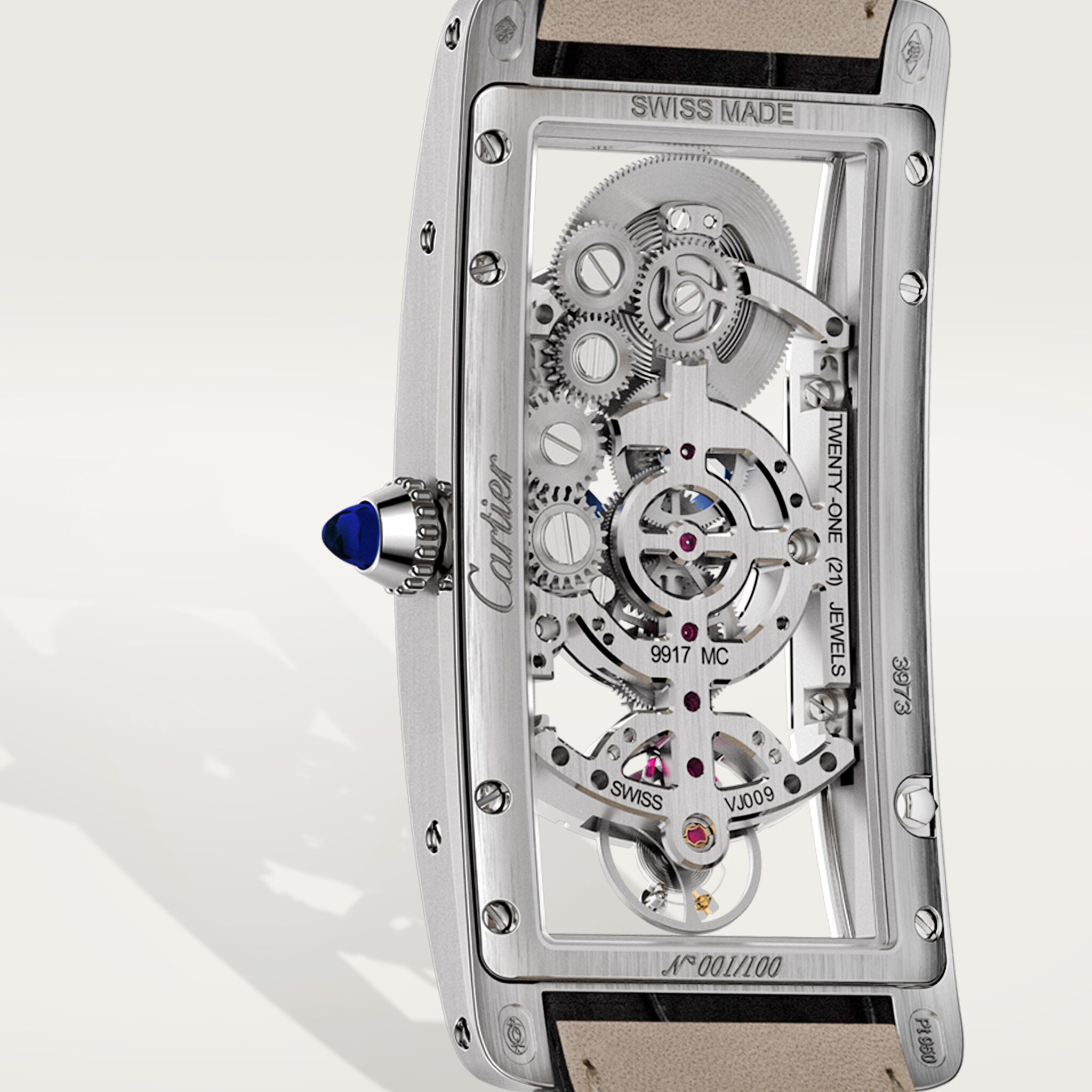 Tank Cintr&eacute;e skeleton watch