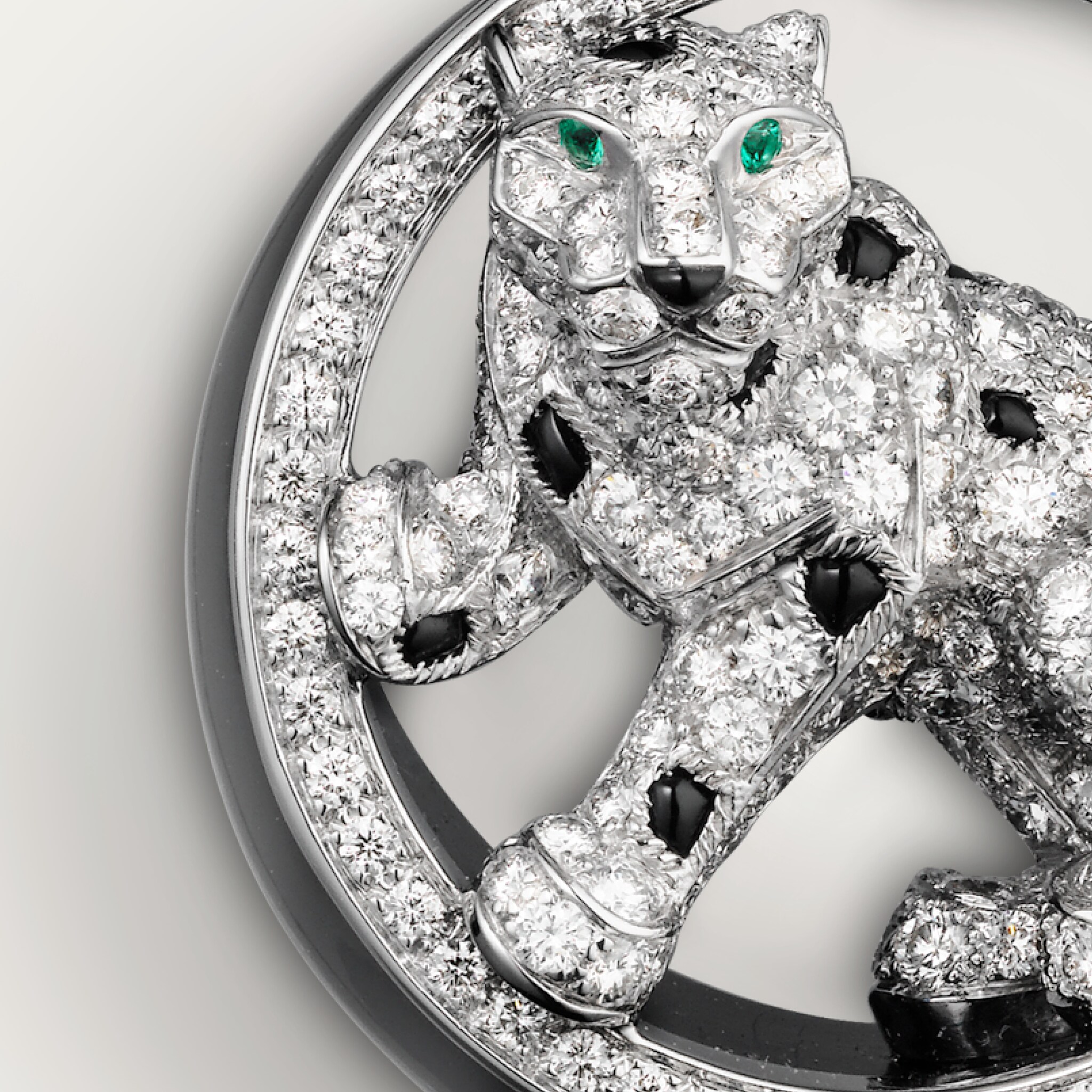 Panth&egrave;re de Cartier earrings, black nephrite jade, paved 