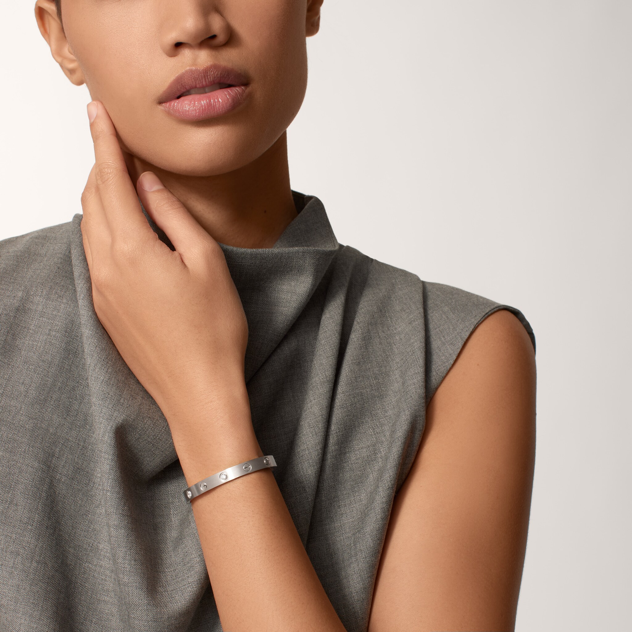 #LOVE# bracelet, classic model, brushed, 4 diamonds