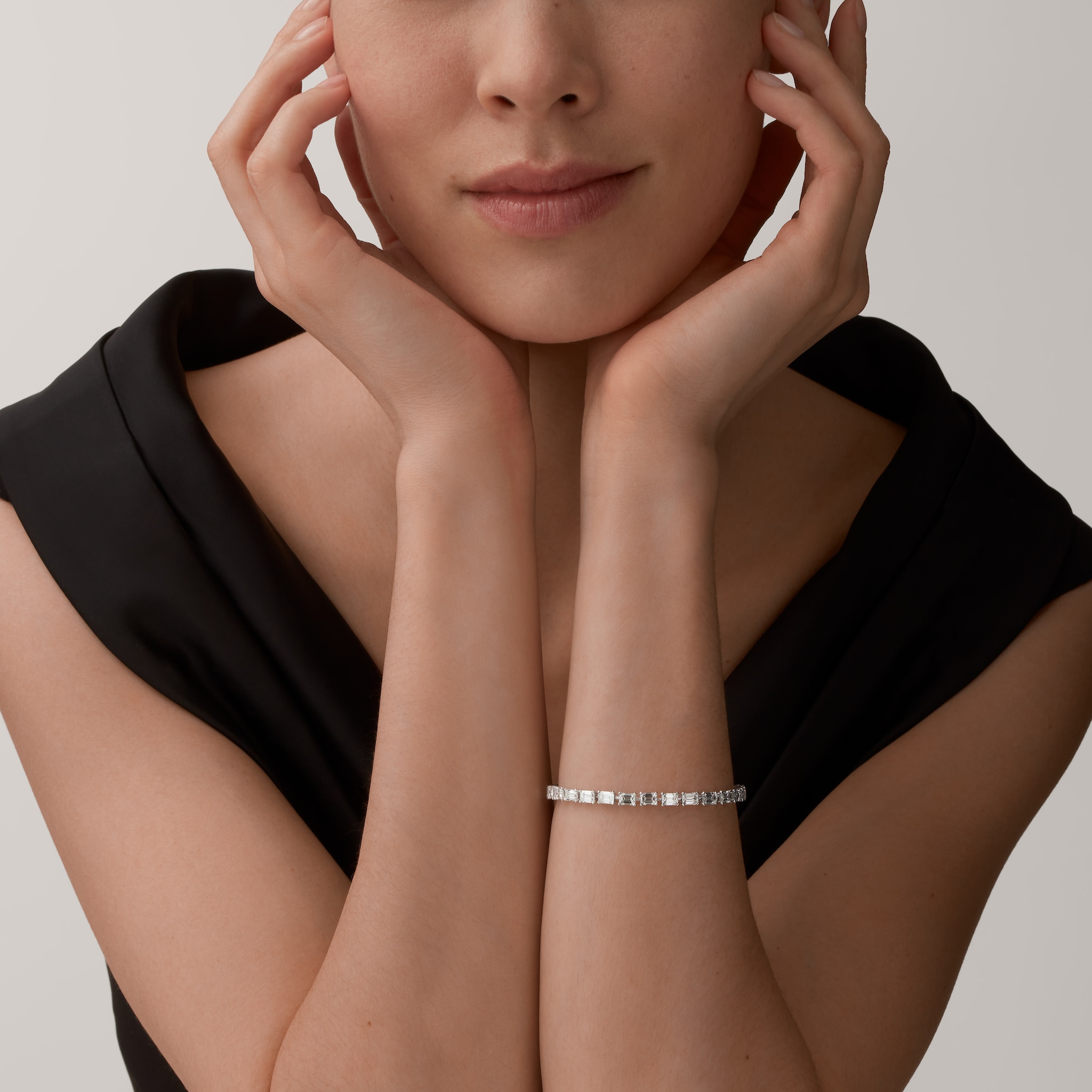 Essential Lines bracelet, emerald-cut diamonds