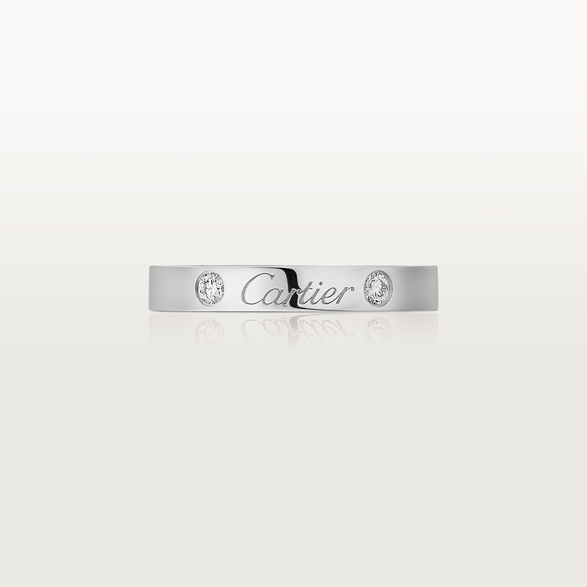 C de Cartier wedding band, 3 mm width, 2 diamonds, image 3