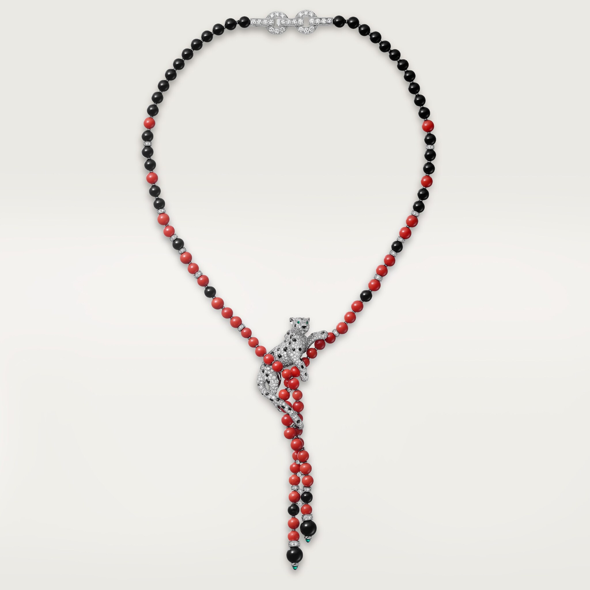 Panth&egrave;re de Cartier necklace, coral, paved 