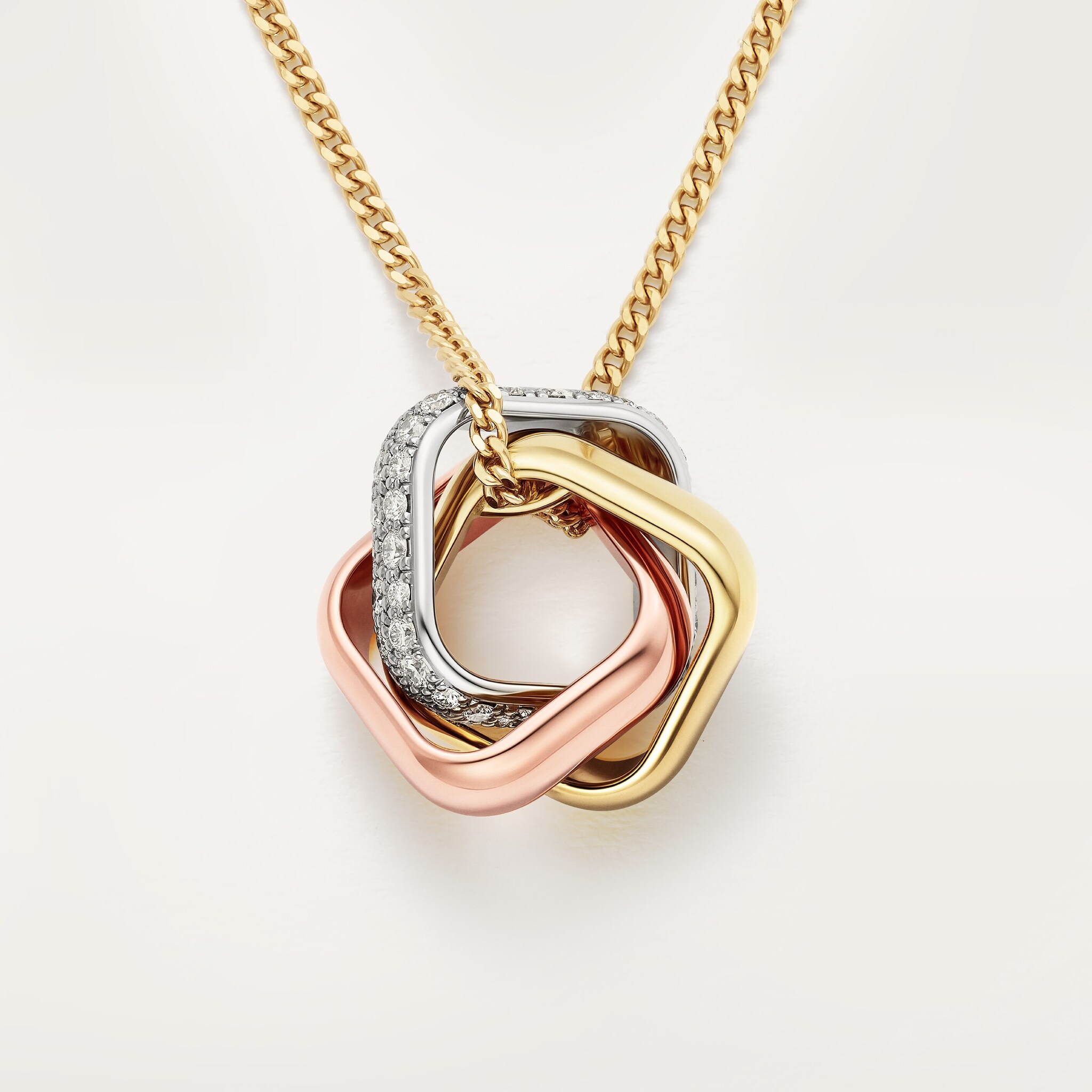 Trinity pendant, cushion-shaped, half-paved, image 8