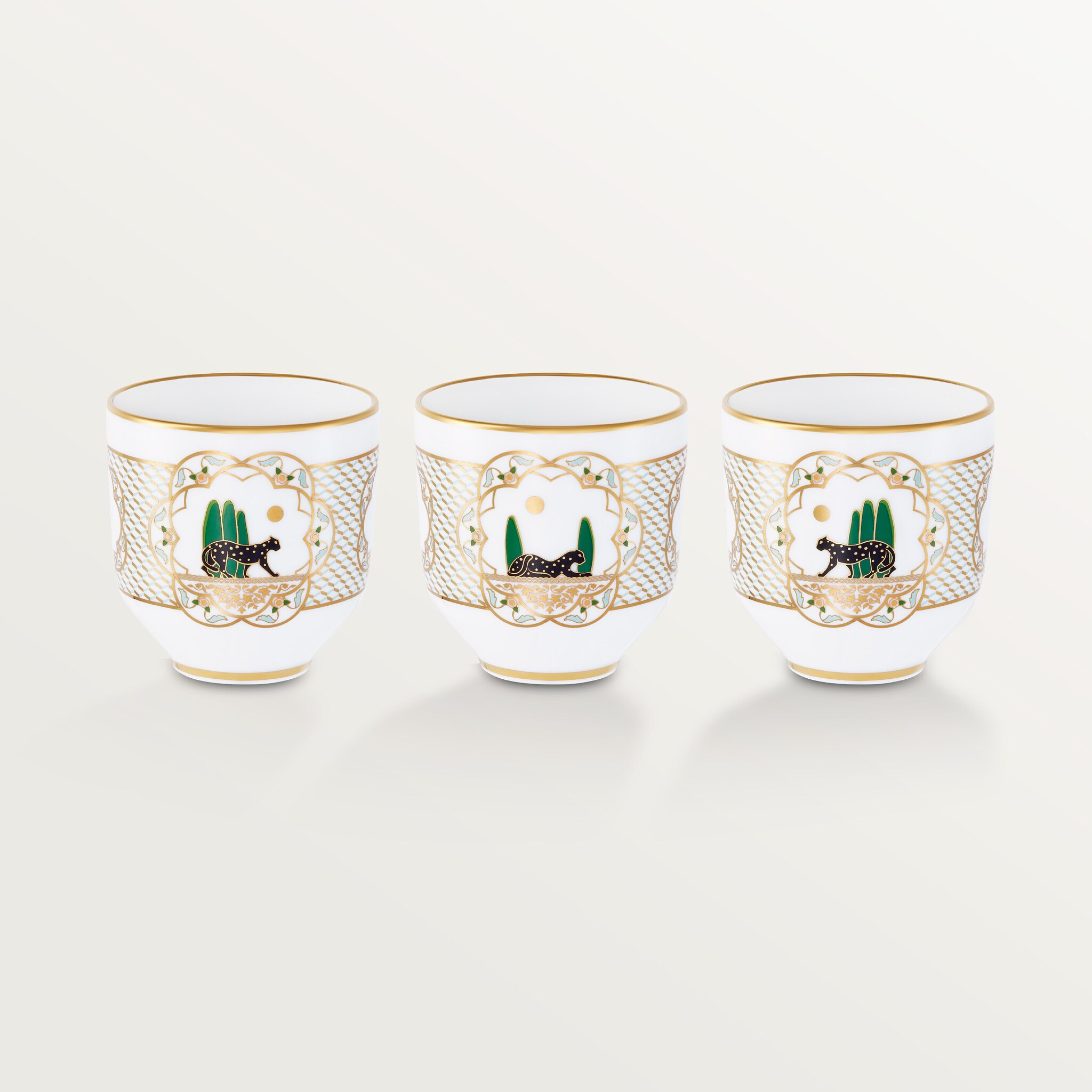 Set of three Panth&egrave;re de Cartier cups