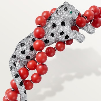 Panthère de Cartier bracelet, coral, paved  Panthère de Cartier bracelet
