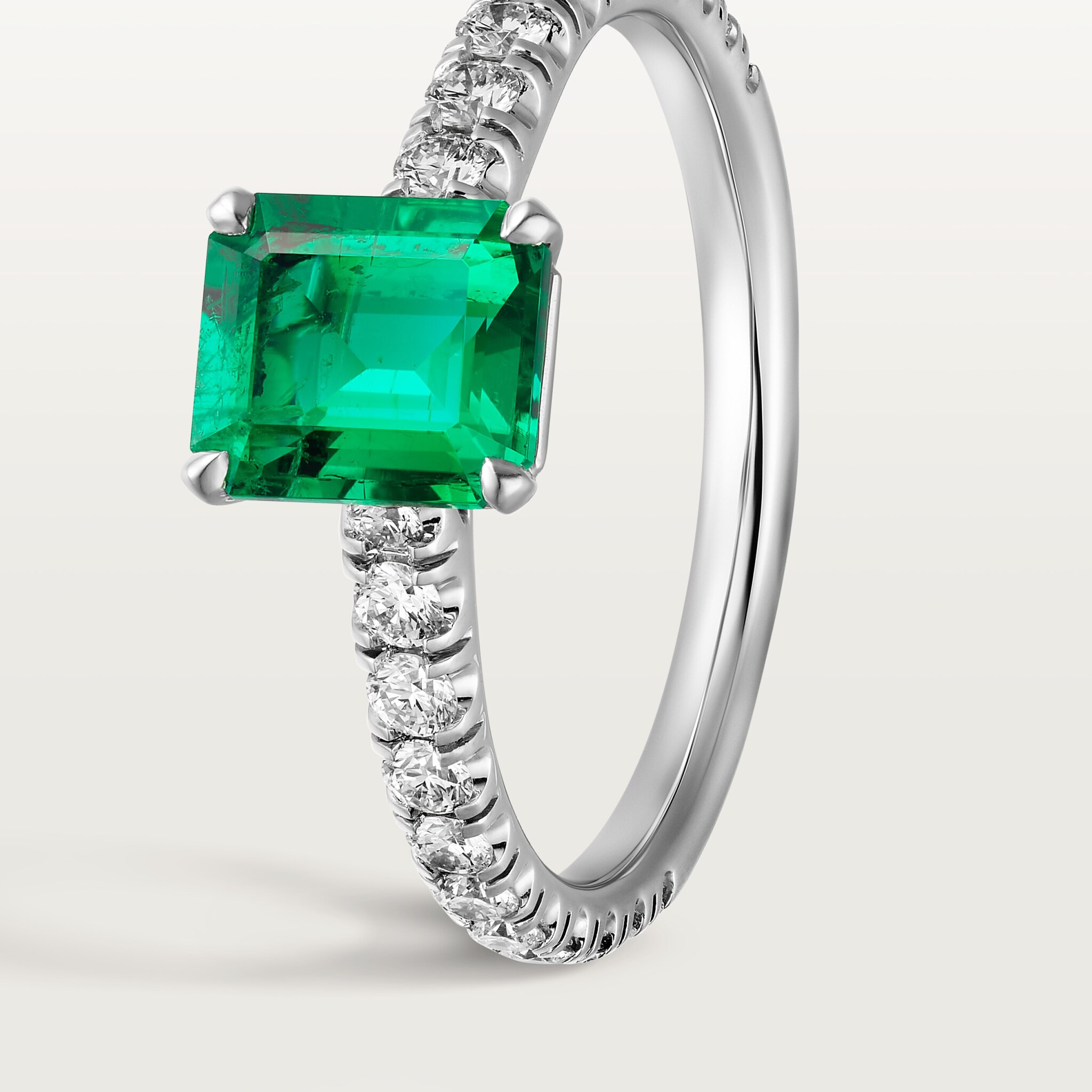 1895 solitaire, emerald-cut emerald, paved , image 8