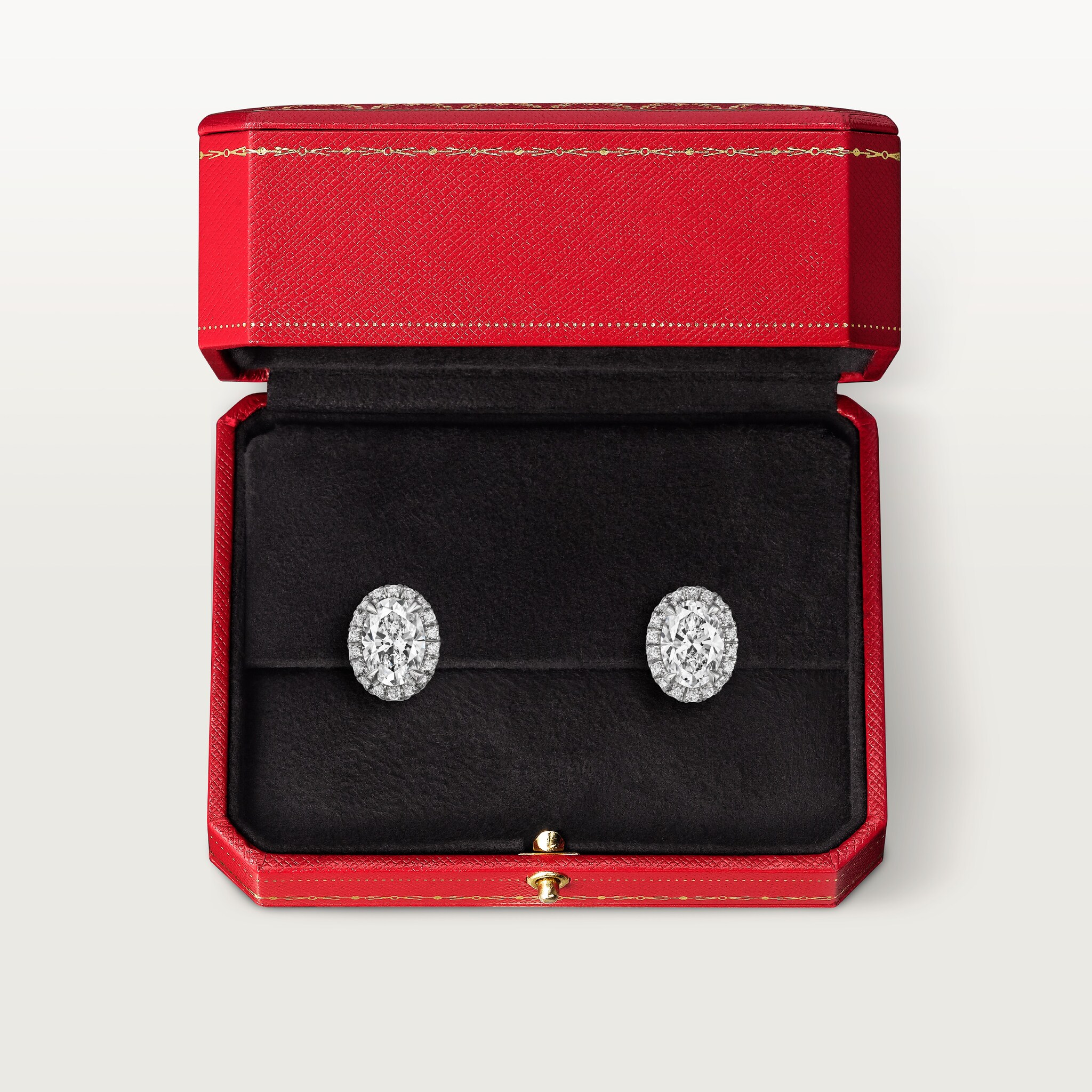 Cartier Destin&eacute;e stud earrings, 2 oval-cut diamonds, paved, image 5