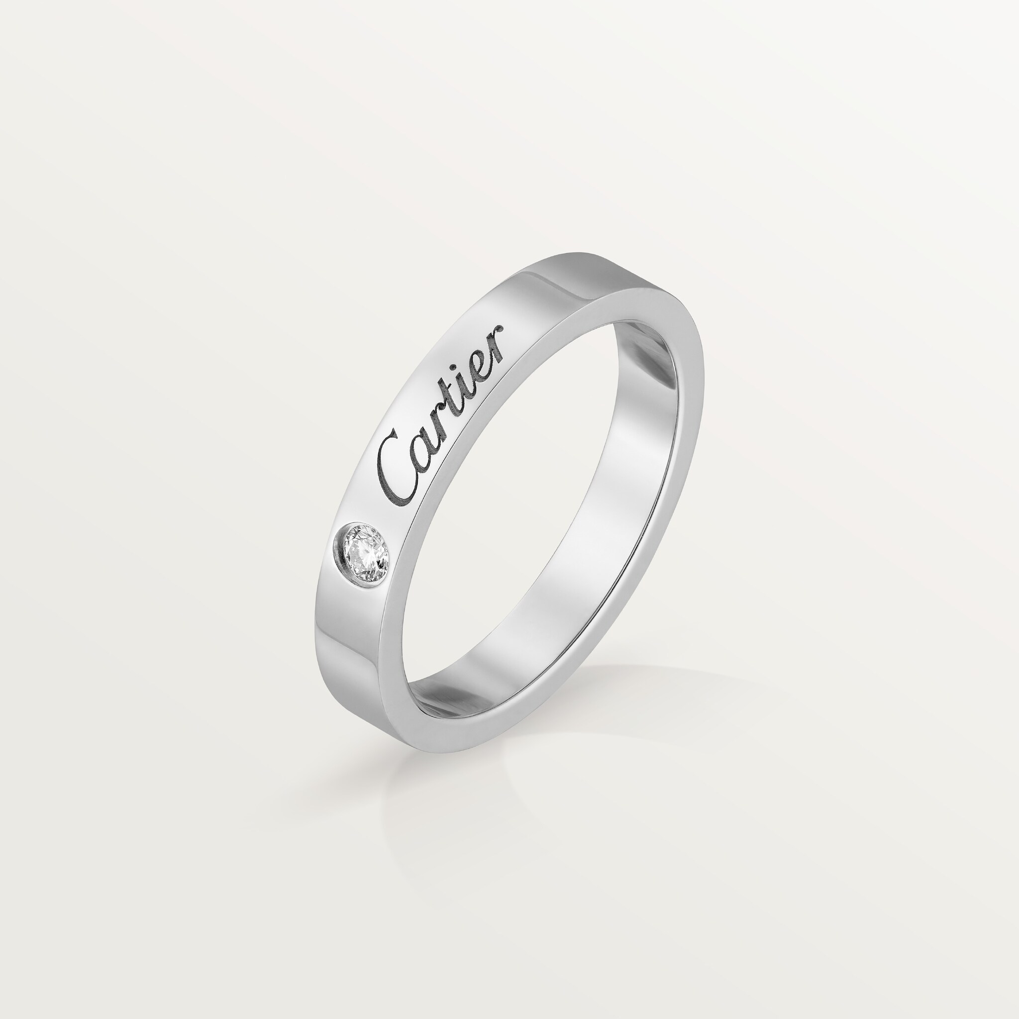 C de Cartier wedding band, 3 mm width, 1 diamond