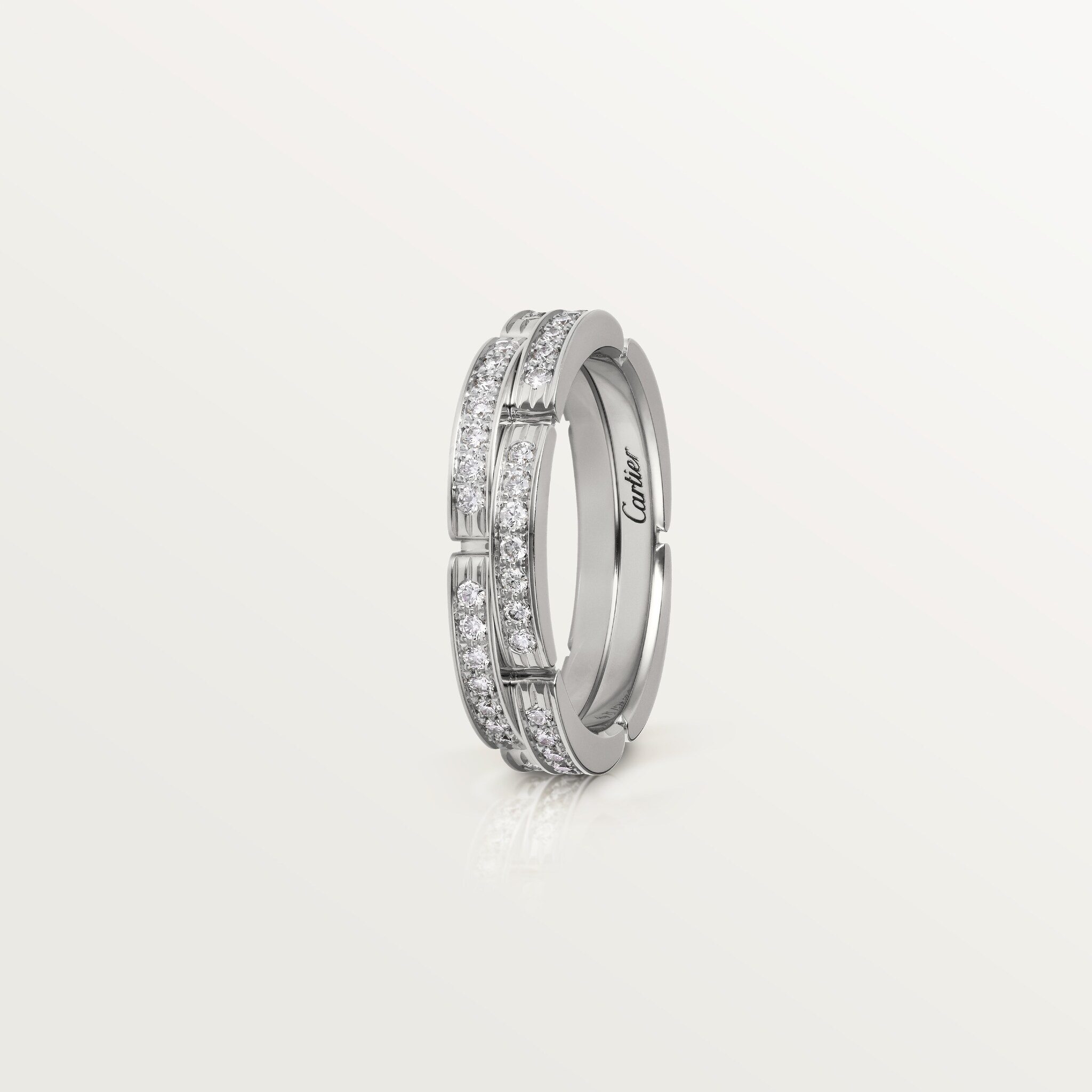 Maillon Panth&egrave;re wedding band, double row, half-paved