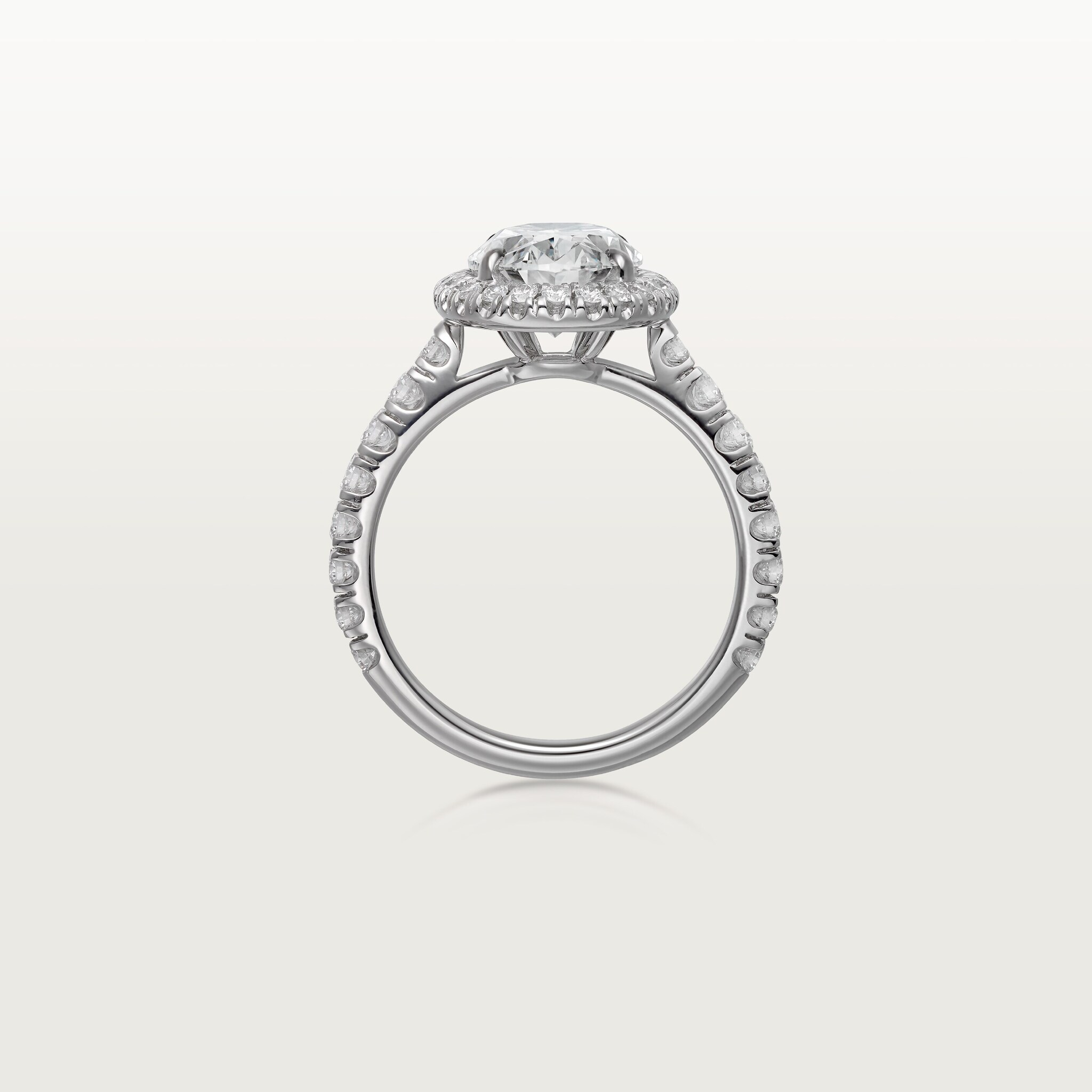 Cartier Destin&eacute;e solitaire, oval-cut diamond, paved 