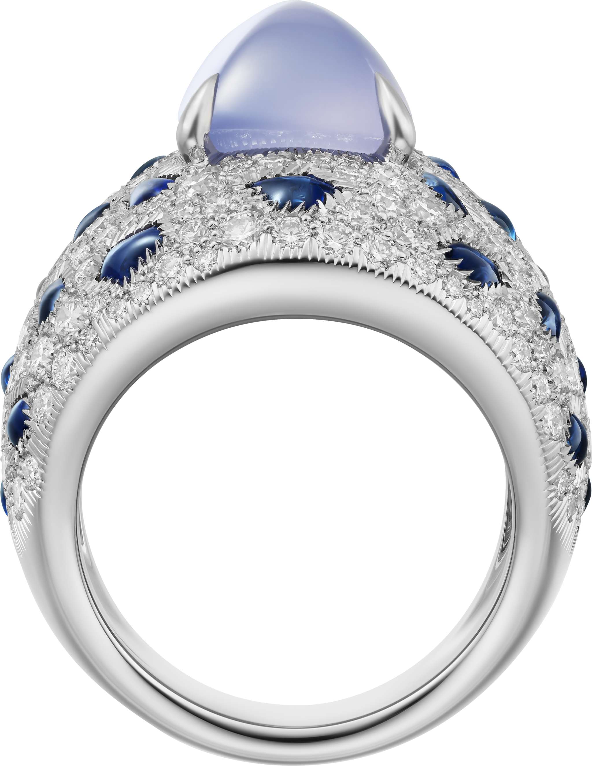 Panth&egrave;re de Cartier ring, sugarloaf-cut chalcedony, paved 