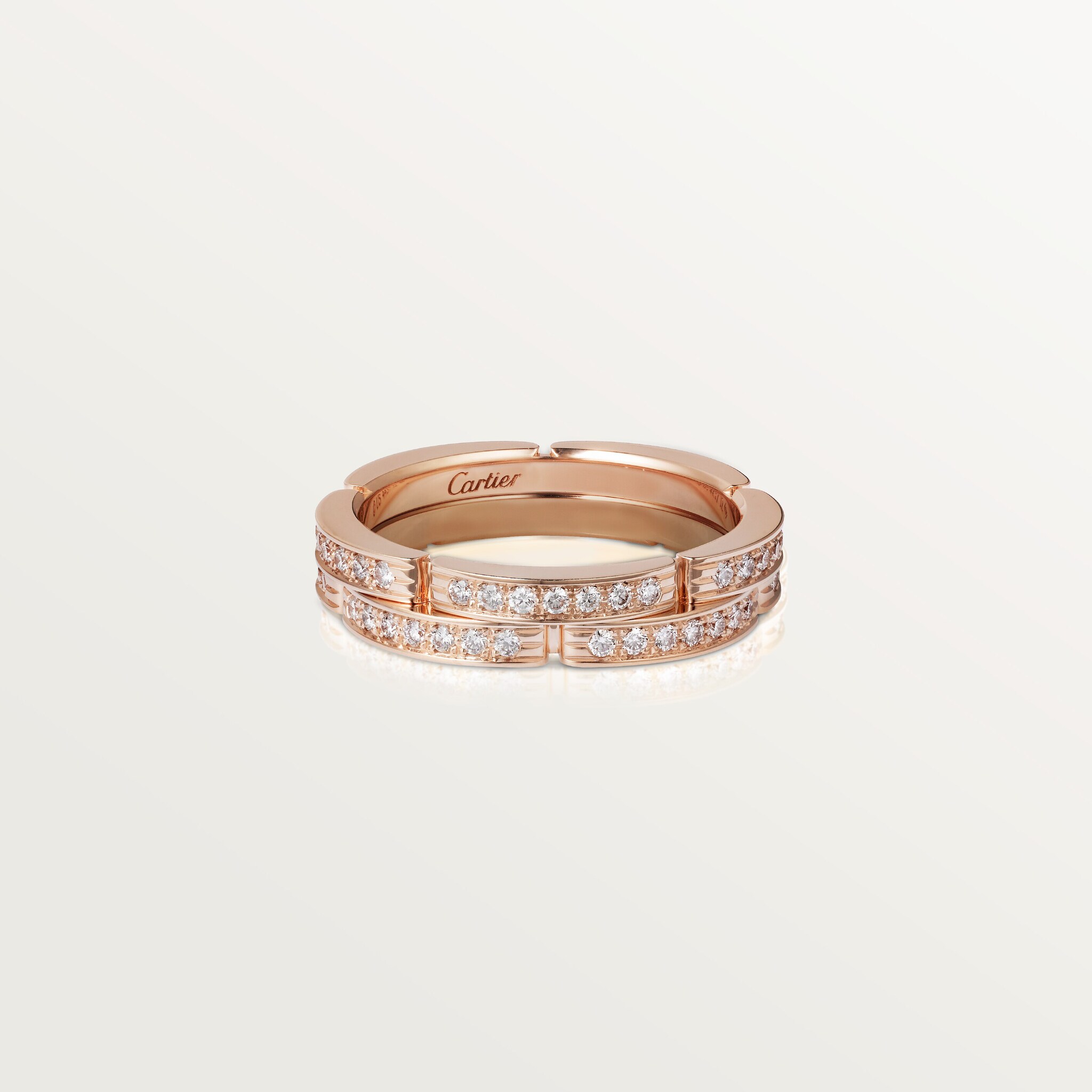 Maillon Panth&egrave;re wedding band, double row, half-paved