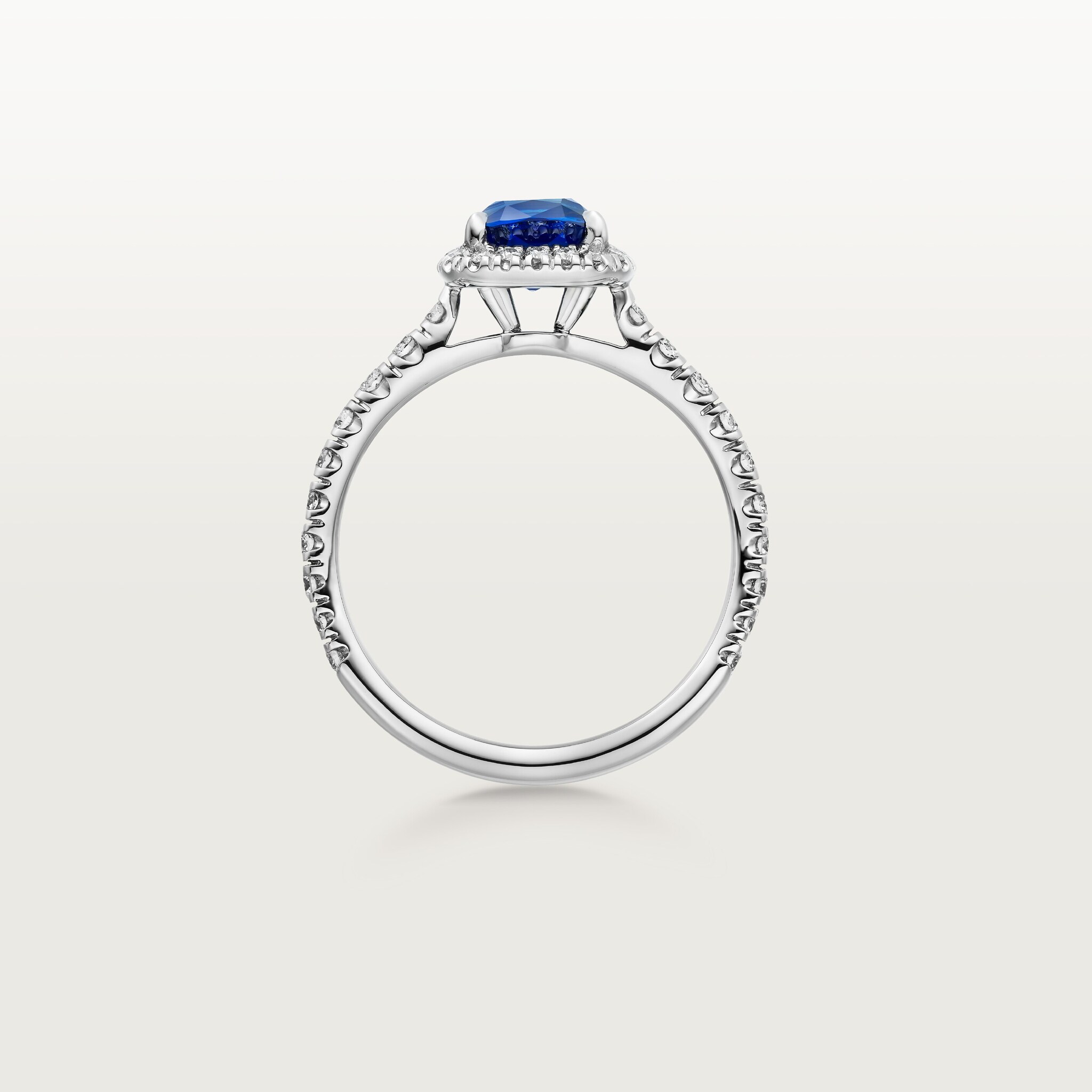 Cartier Destin&eacute;e solitaire, cushion-cut sapphire, paved 