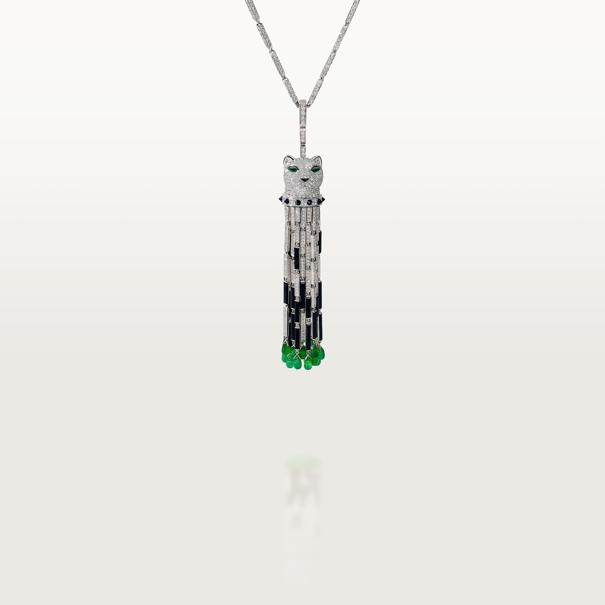 Panth&egrave;re de Cartier long necklace, emerald, multi-wear, large model, paved 