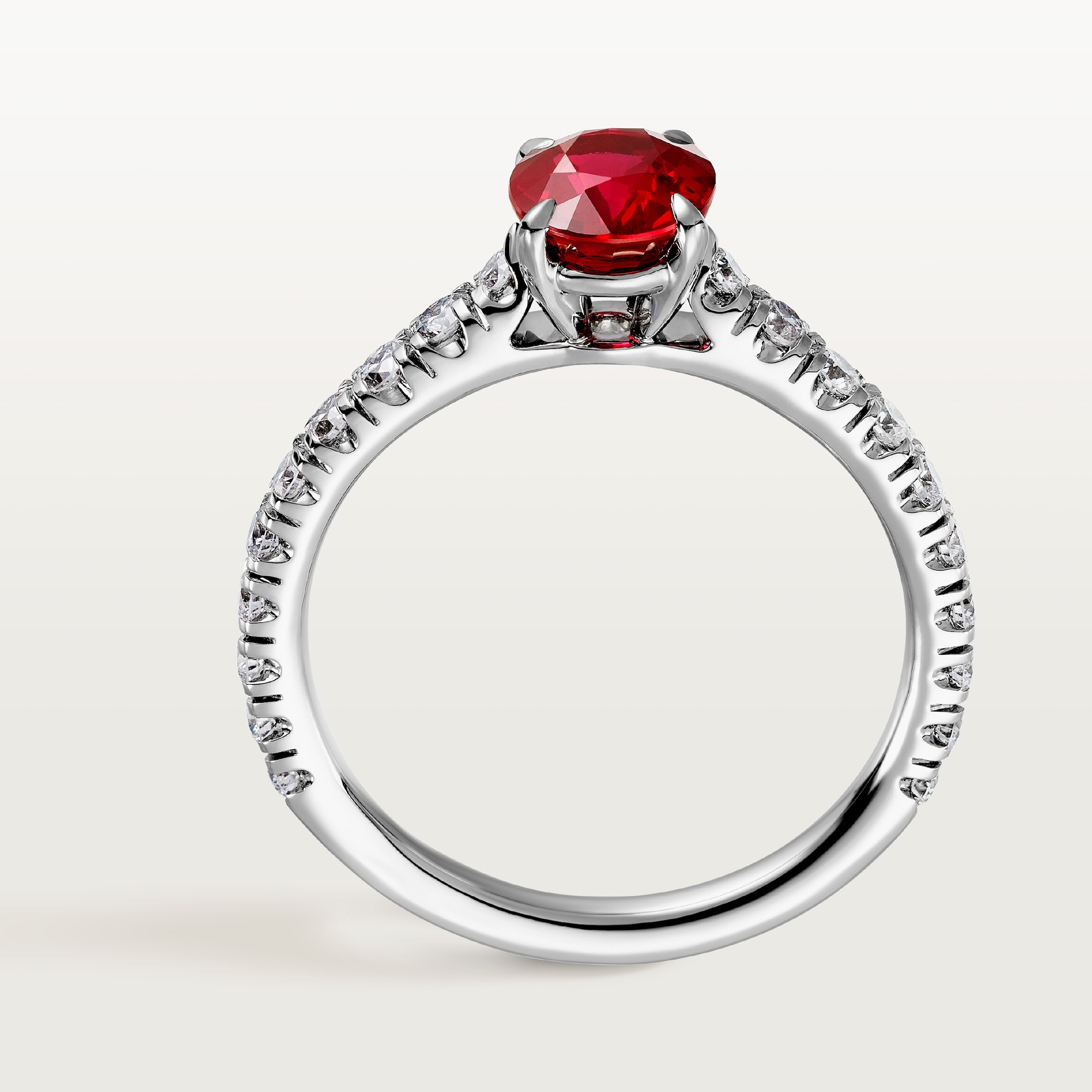 1895 solitaire, oval-cut ruby, paved , image 7