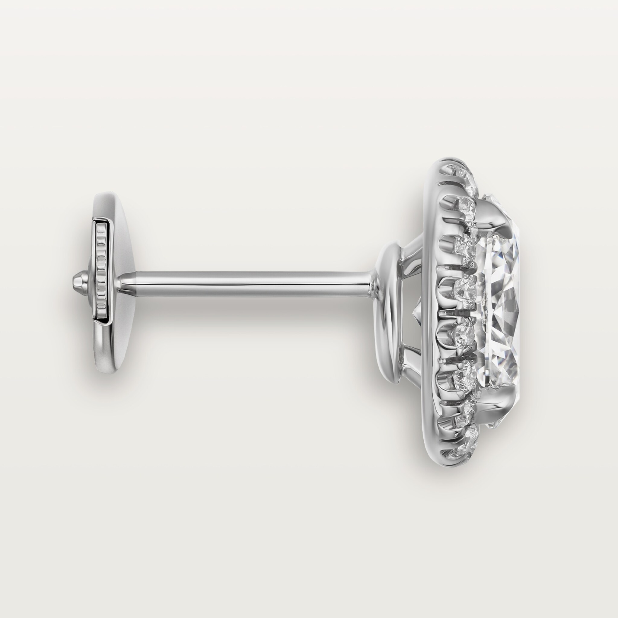 Cartier Destin&eacute;e stud earrings, 2 oval-cut diamonds, paved