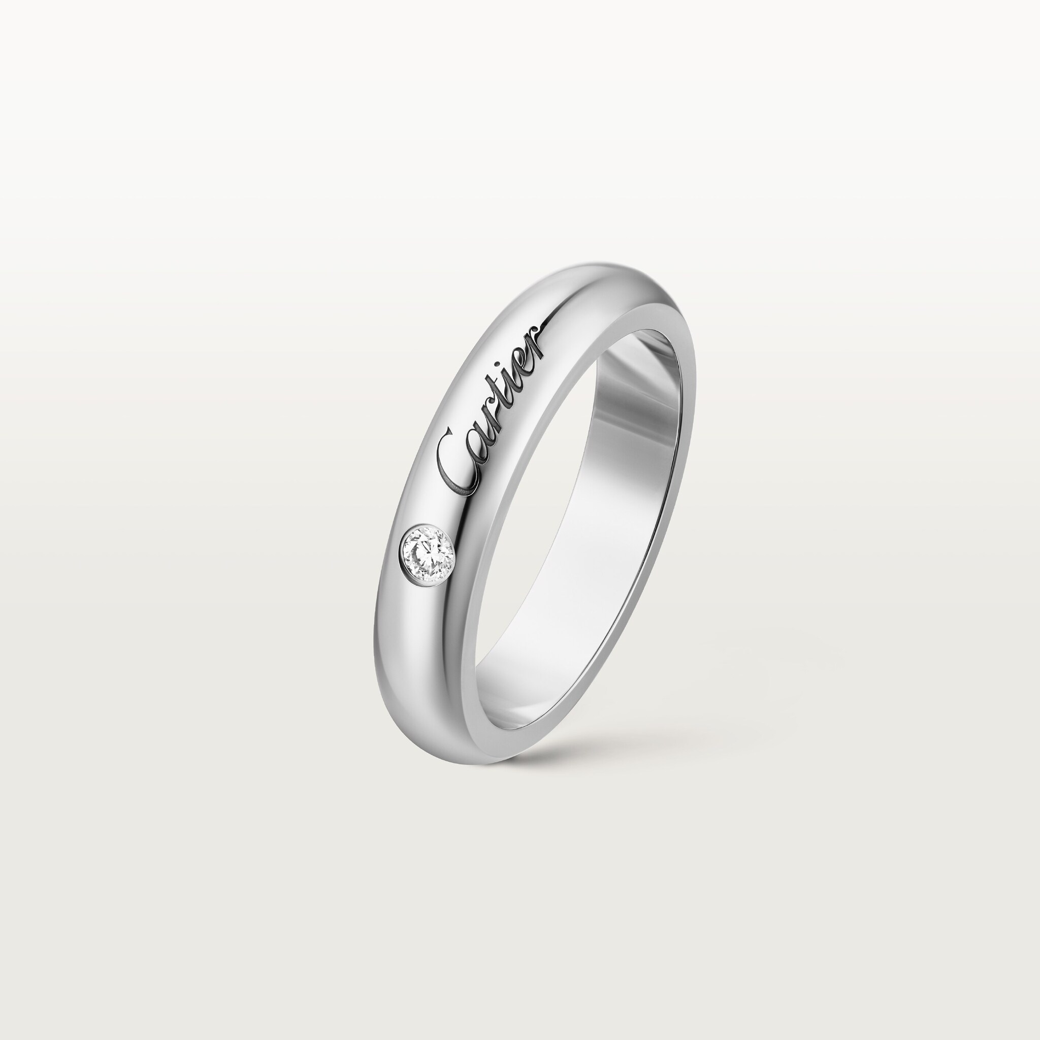 C de Cartier wedding band, 4 mm width, 1 diamond
