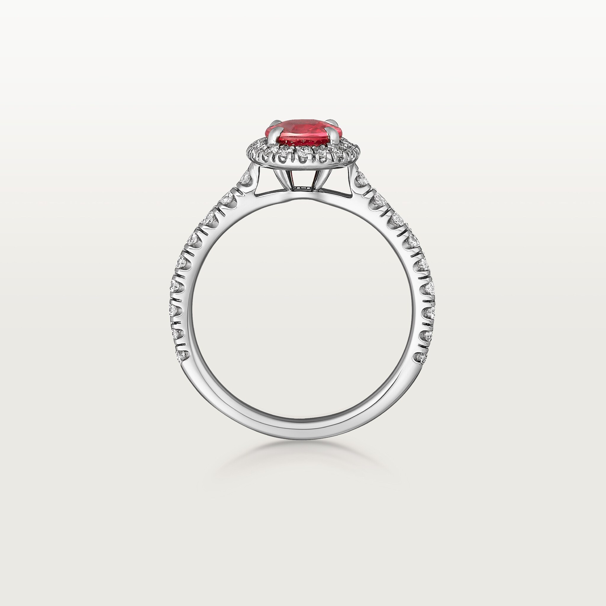 Cartier Destin&eacute;e solitaire, oval-cut ruby, paved 