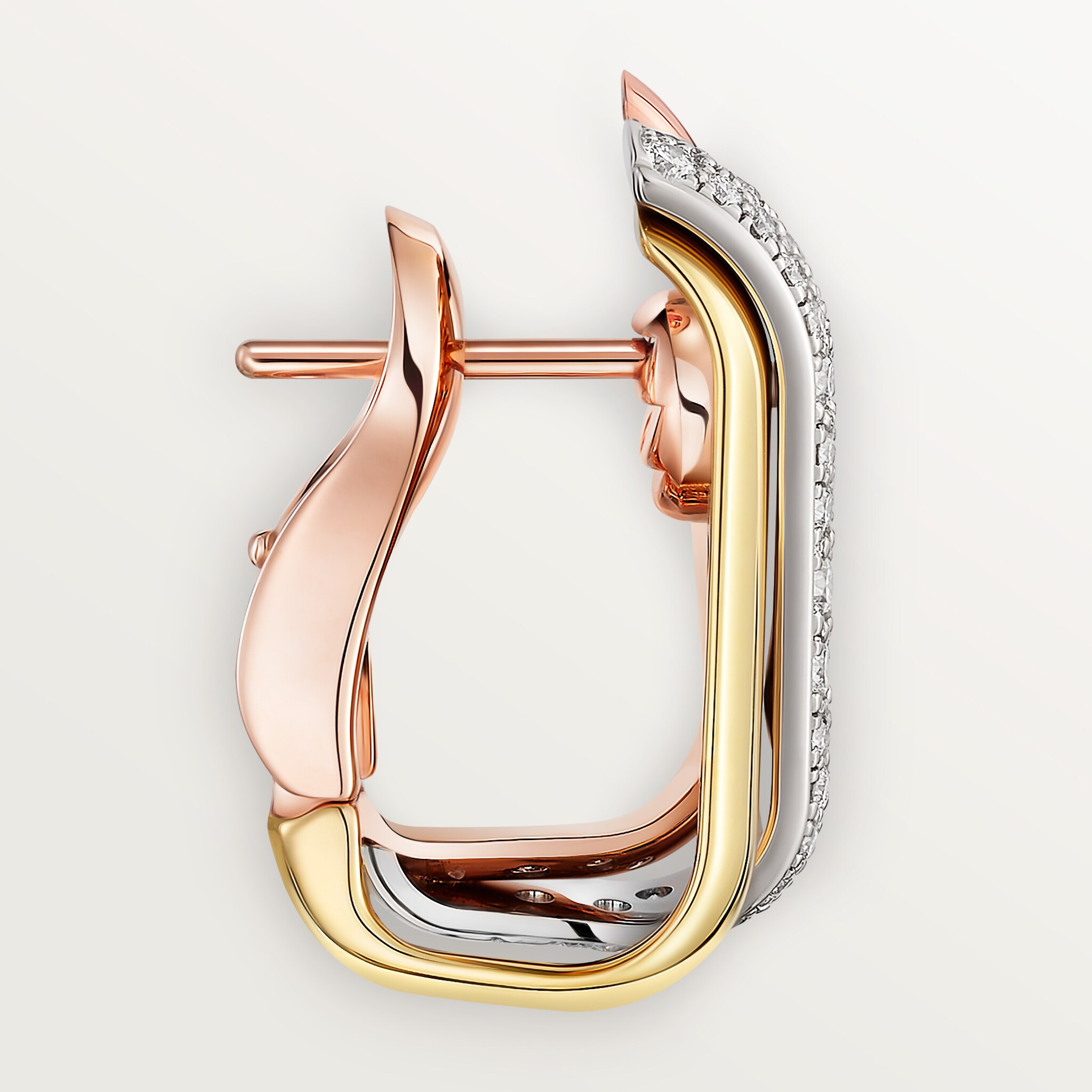 Trinity earrings, cushion-shaped, half-paved, image 6