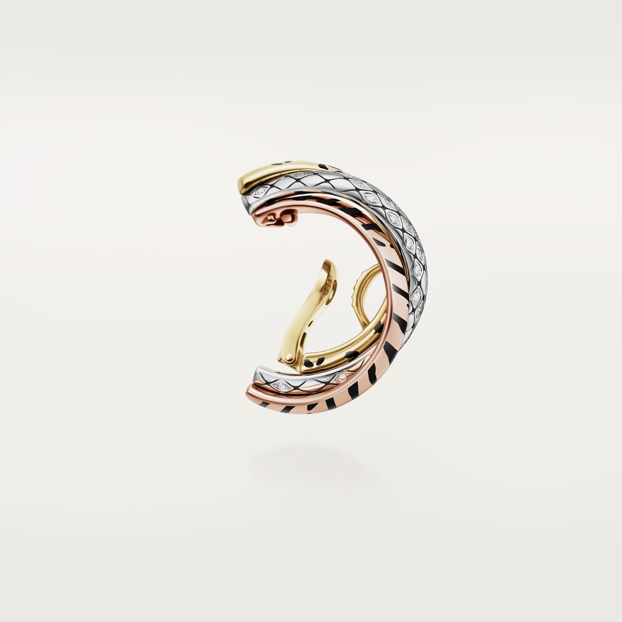 Trinity single earring, lacquer, half-paved