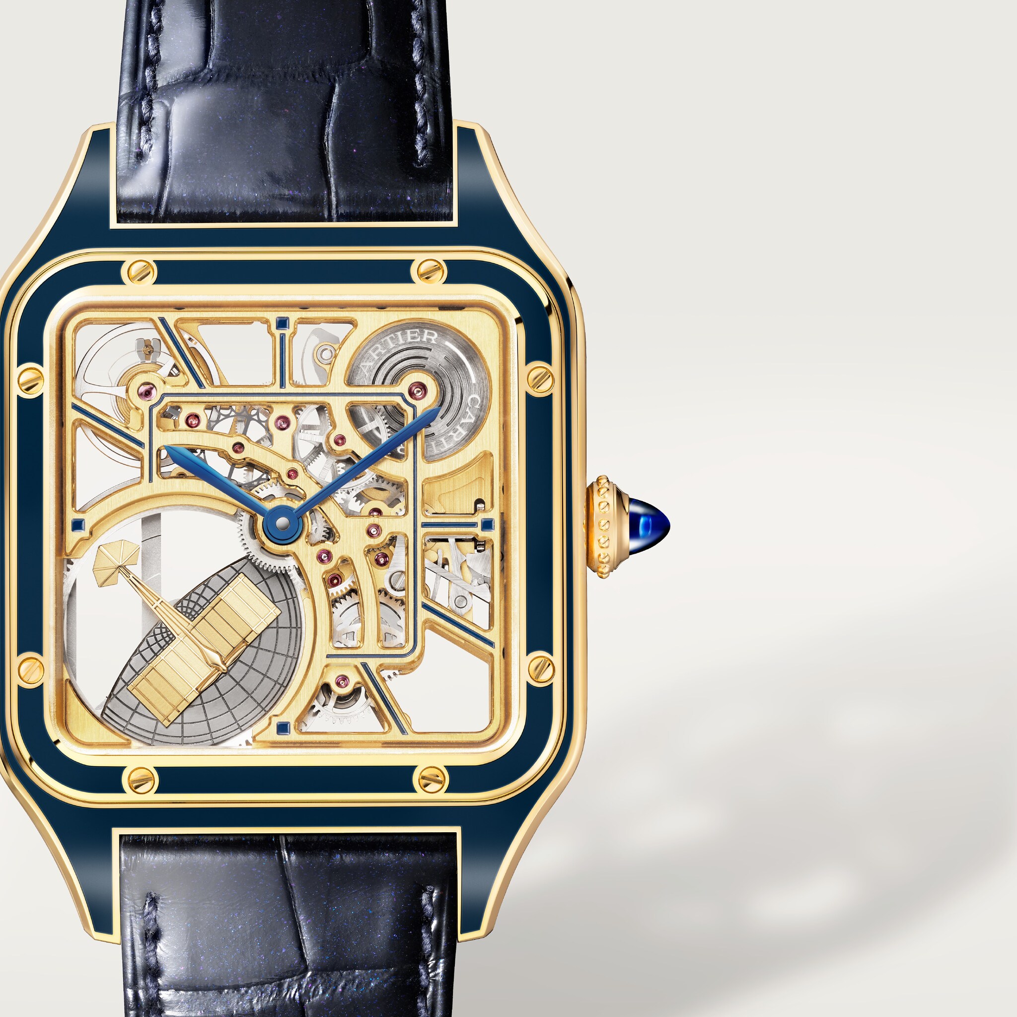 Santos-Dumont skeleton watch equipped with a micro-rotor