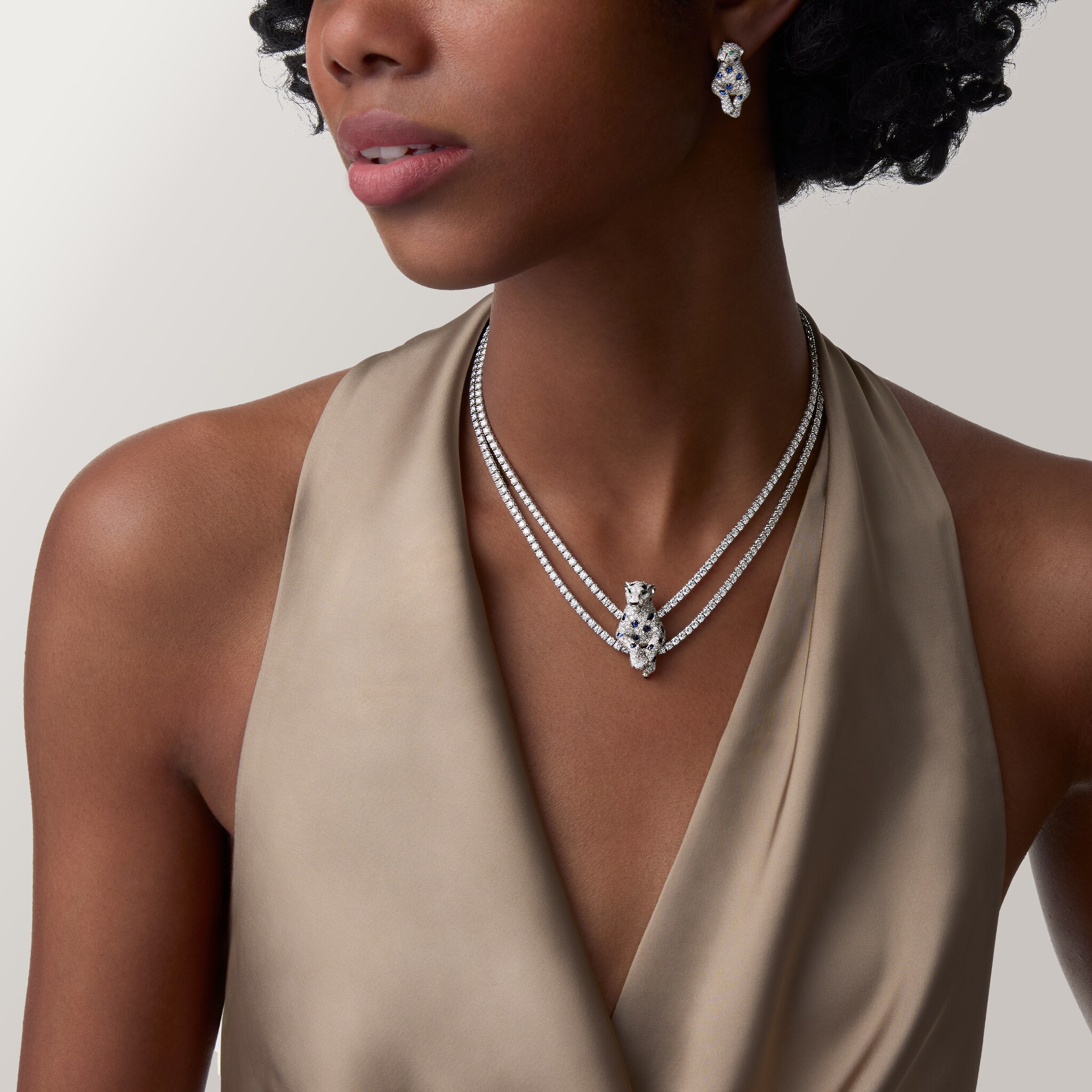 Panth&egrave;re de Cartier necklace, sapphire, multi-wear, paved 