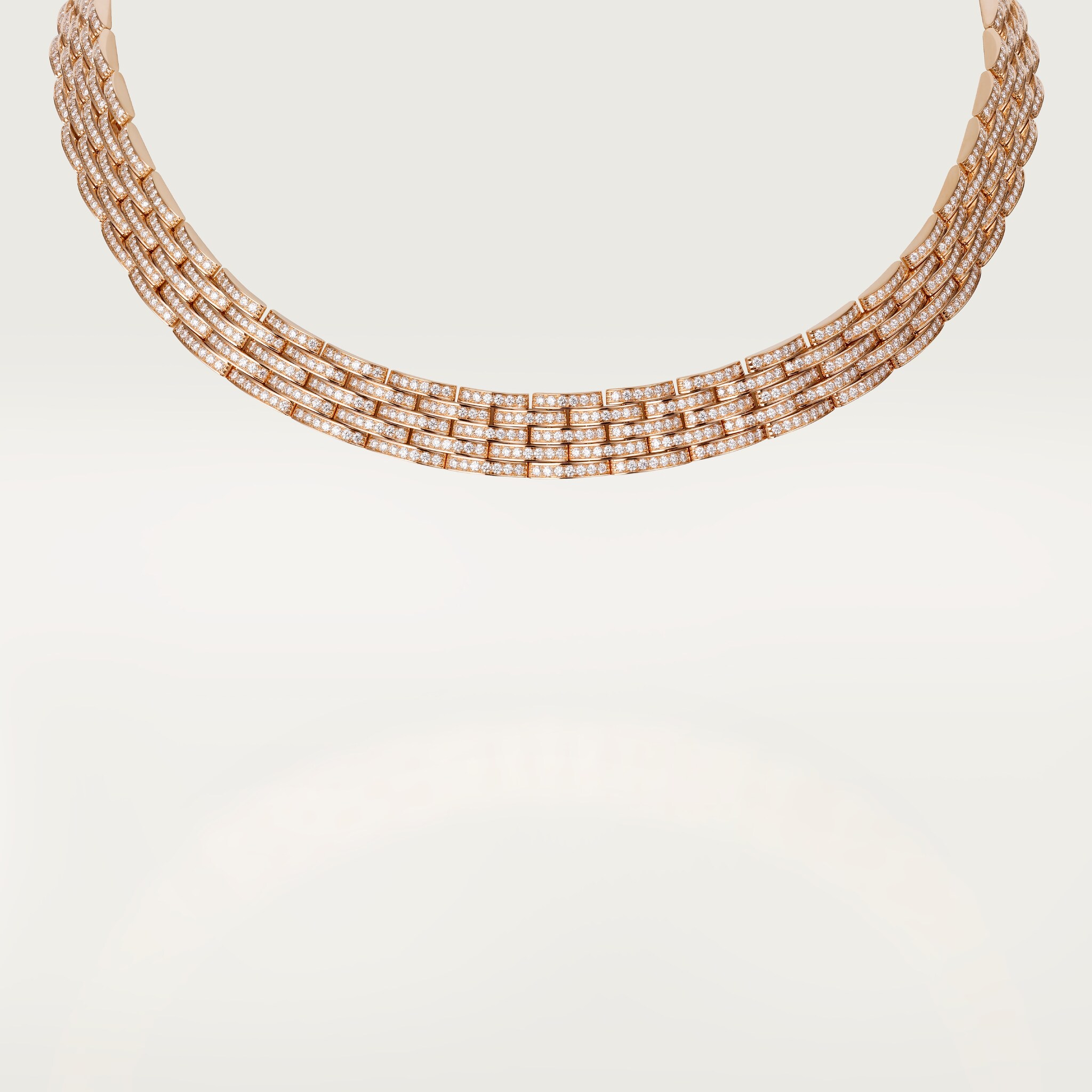 Maillon Panth&egrave;re necklace, five rows, paved 