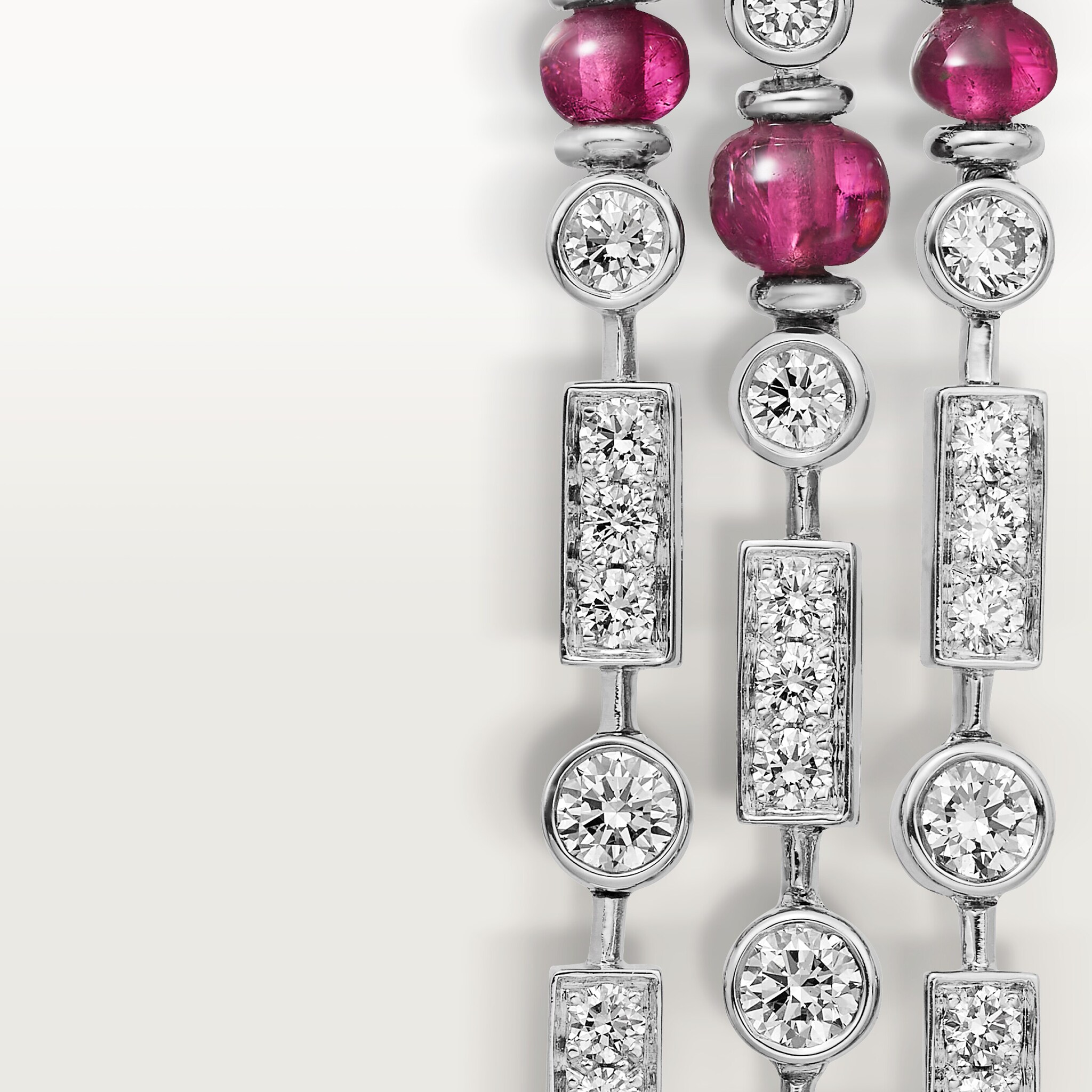 Beaut&eacute;s du Monde earrings, rubellite, paved