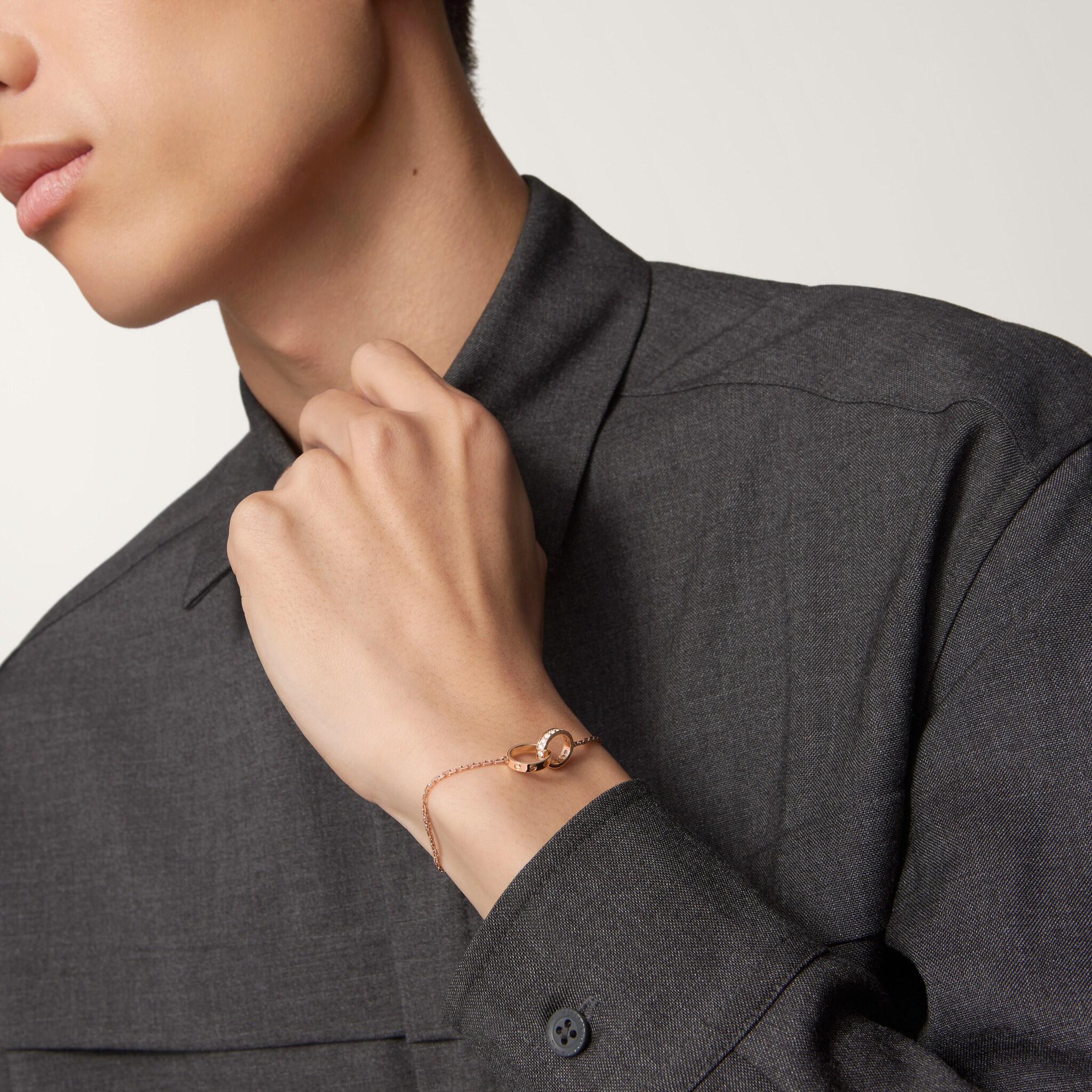 #LOVE# bracelet, on chain, half-paved