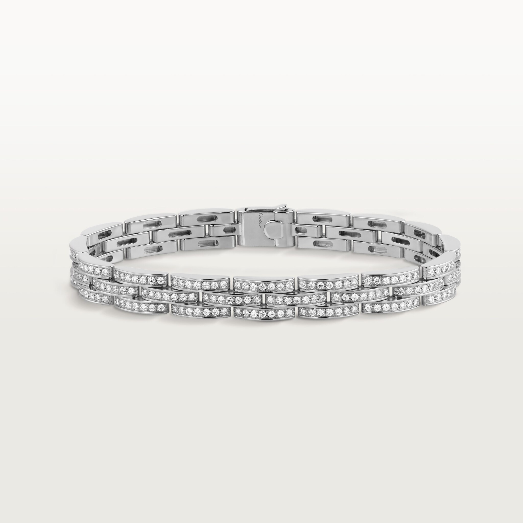 Maillon Panth&egrave;re bracelet, triple row, paved 