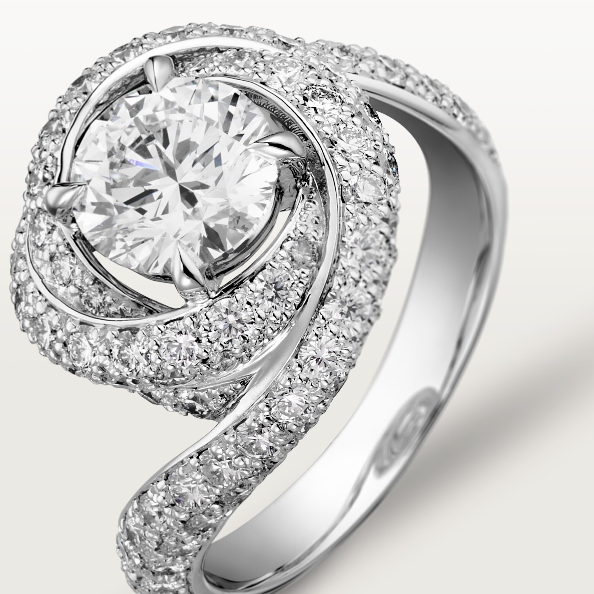 Trinity Ruban solitaire, brilliant-cut diamond, paved , image 5