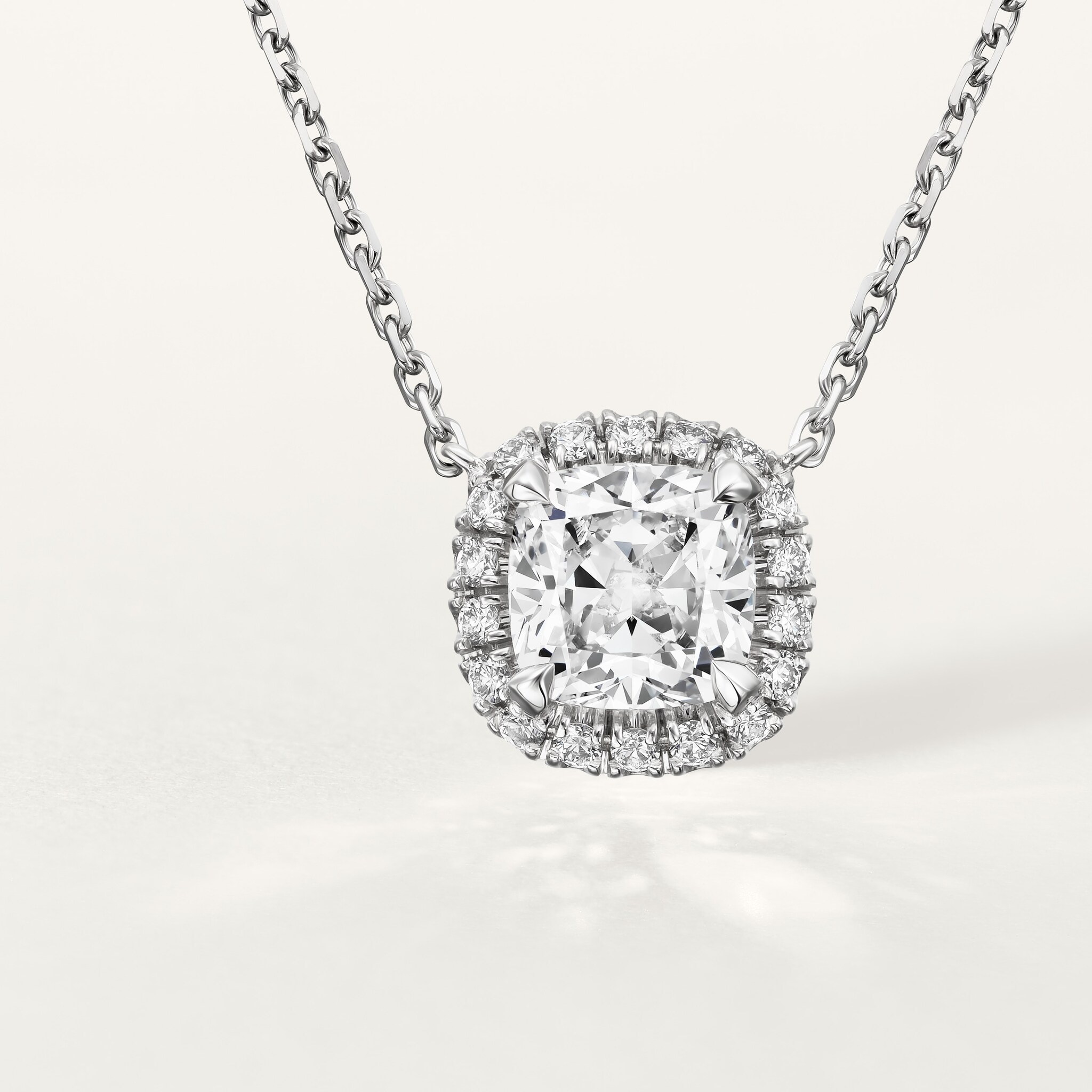 Cartier Destin&eacute;e pendant, cushion-cut diamond, paved 