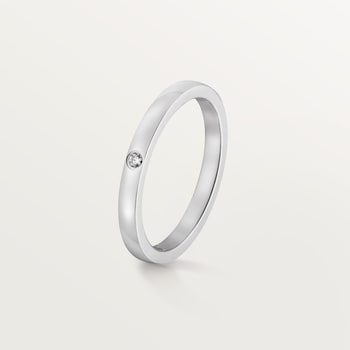 Ballerine wedding band, 2.1 mm width, 1 diamond