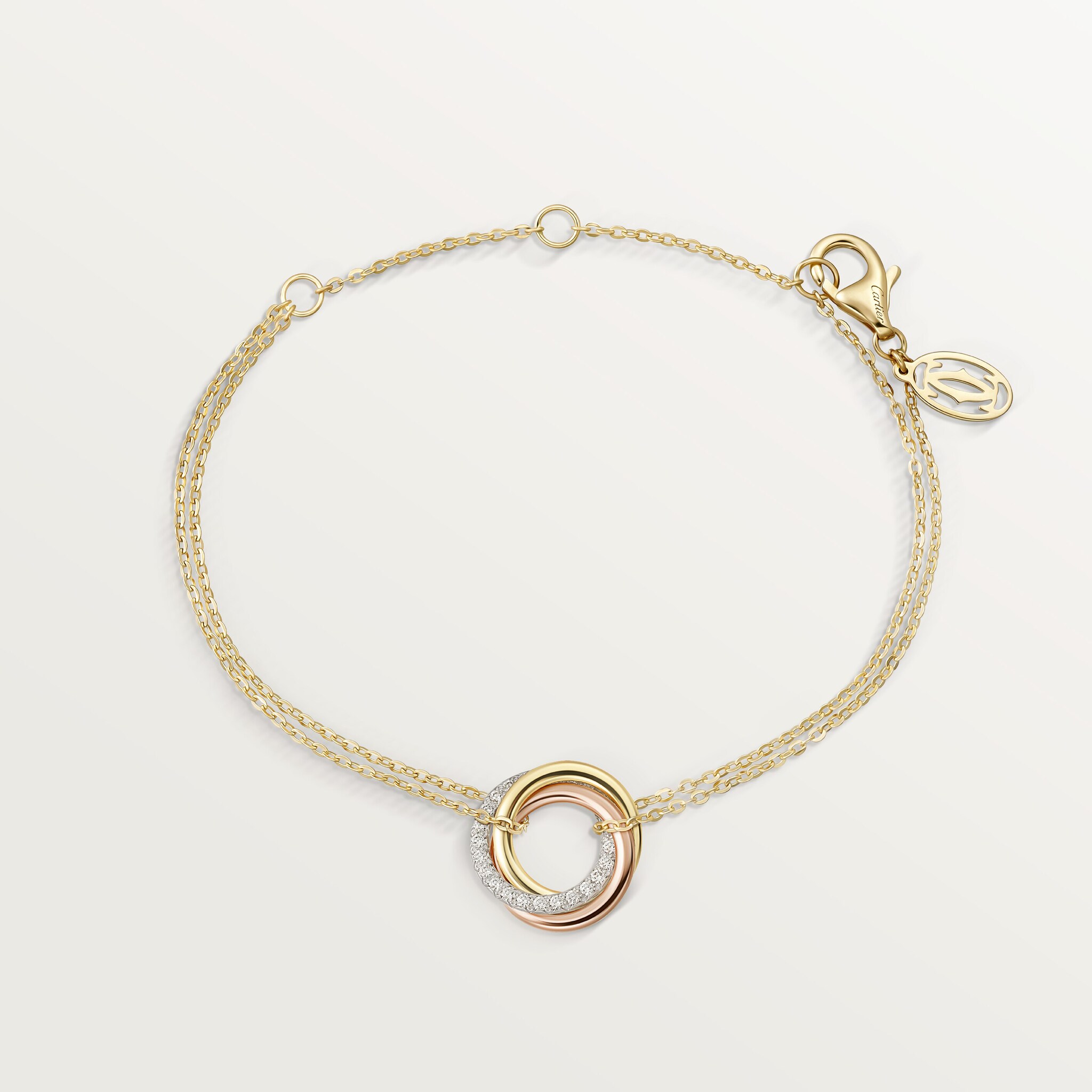 Trinity bracelet, on chain, diamonds