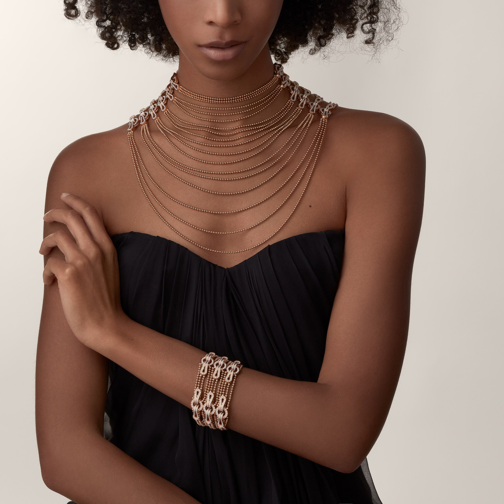 Agrafe bracelet, large model, semi-paved