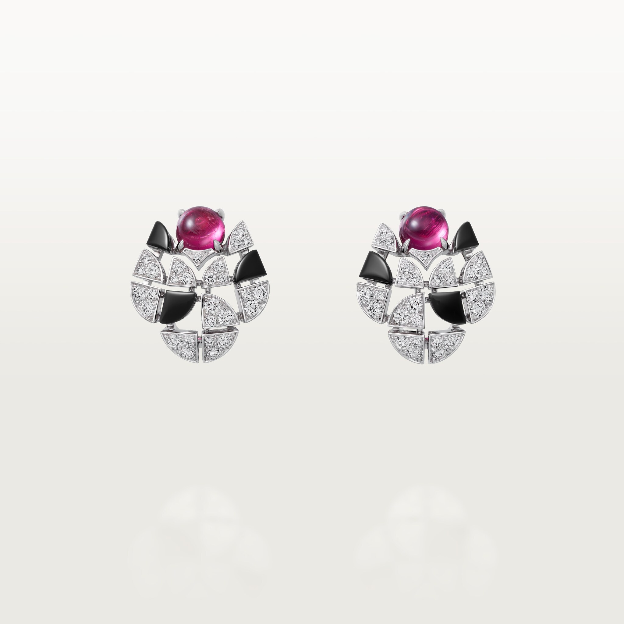 Beaut&eacute;s du Monde stud earrings, rubellite, paved 
