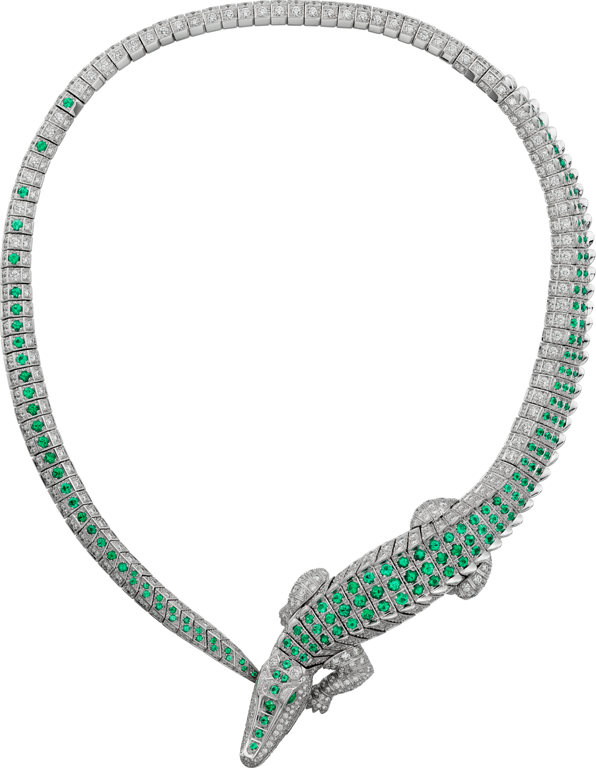 Faune et Flore de Cartier necklace, emeralds, paved 