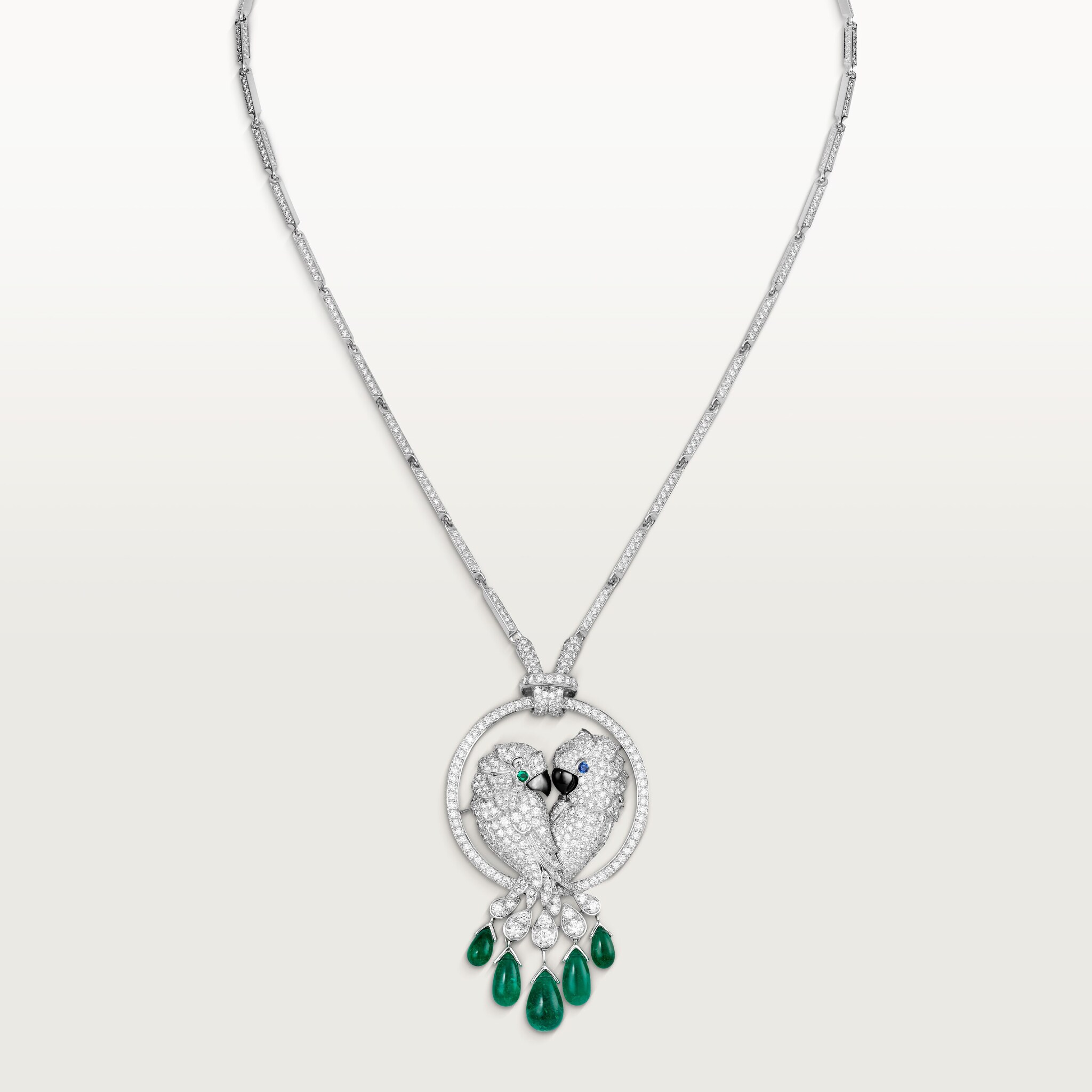 Faune et Flore de Cartier necklace, emerald drops, paved 