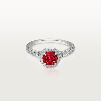 Cartier Destinée solitaire, cushion-cut ruby, paved  Cartier Destinée solitaire, cushion-cut ruby, paved